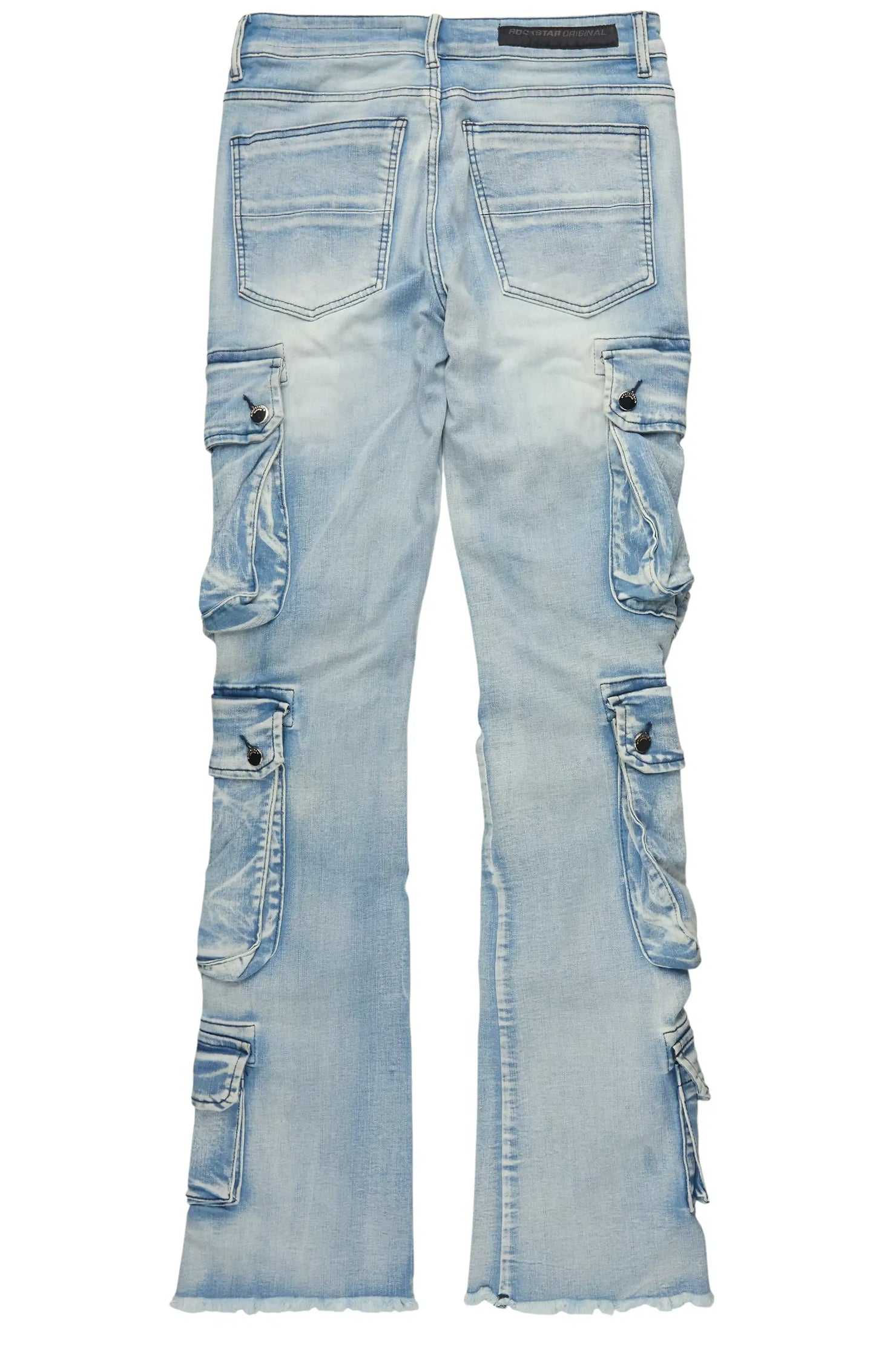 Cloudy Light Blue Stacked Flare Jean