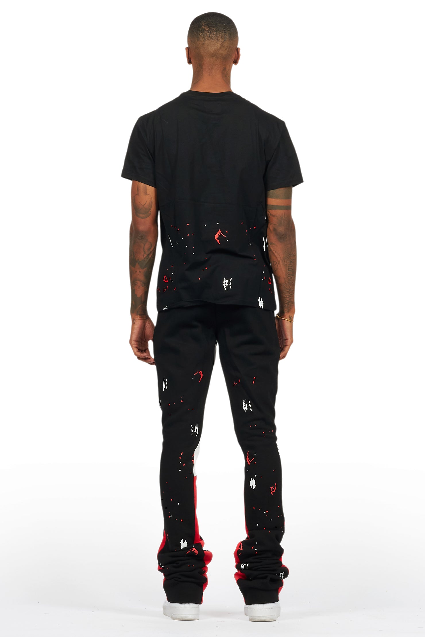 Scottie Black/Red T-Shirt/Stacked Flare Track Pant Set