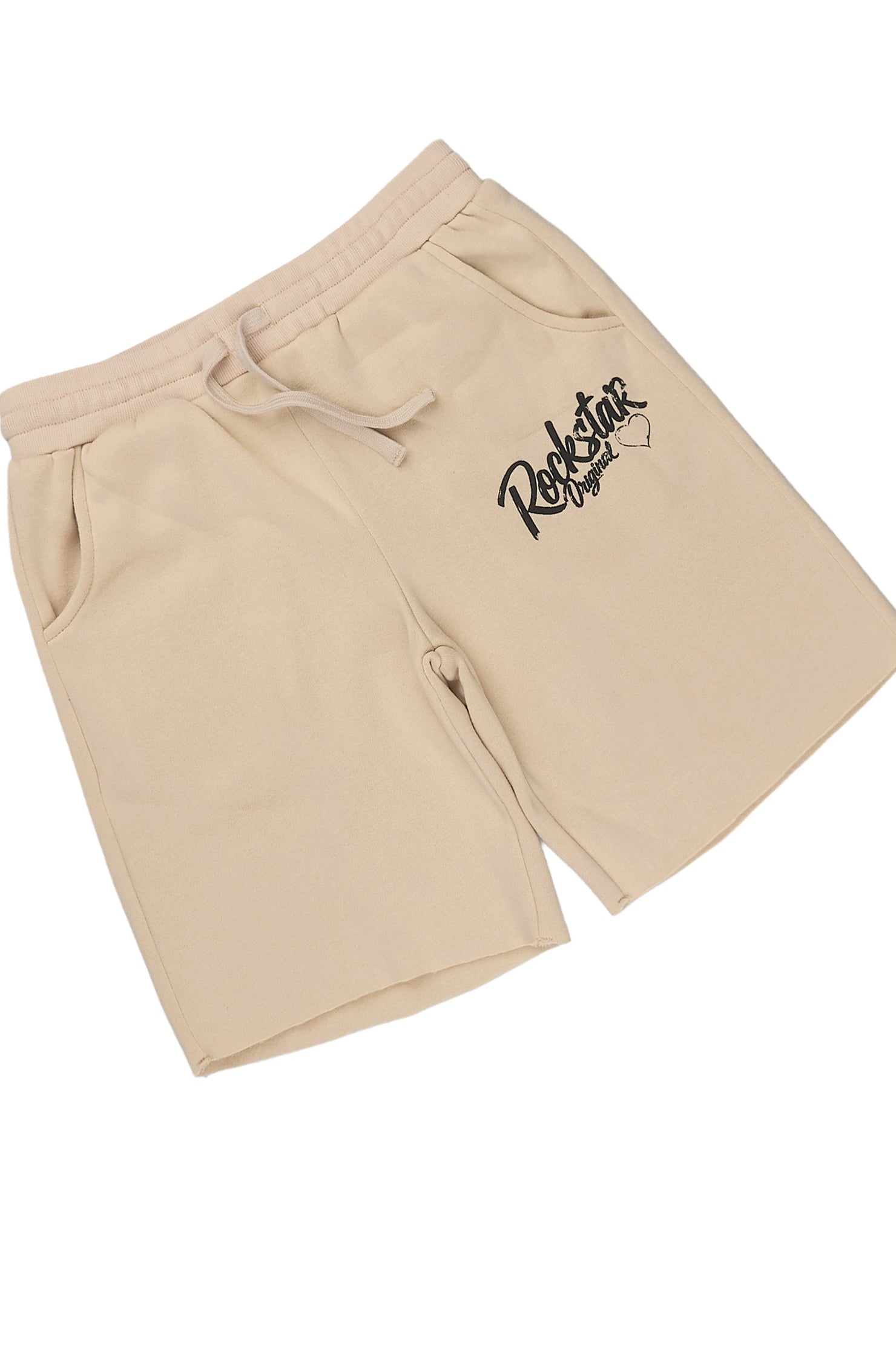 Girls Skye Beige/Burgundy Fleece Hoodie Short set