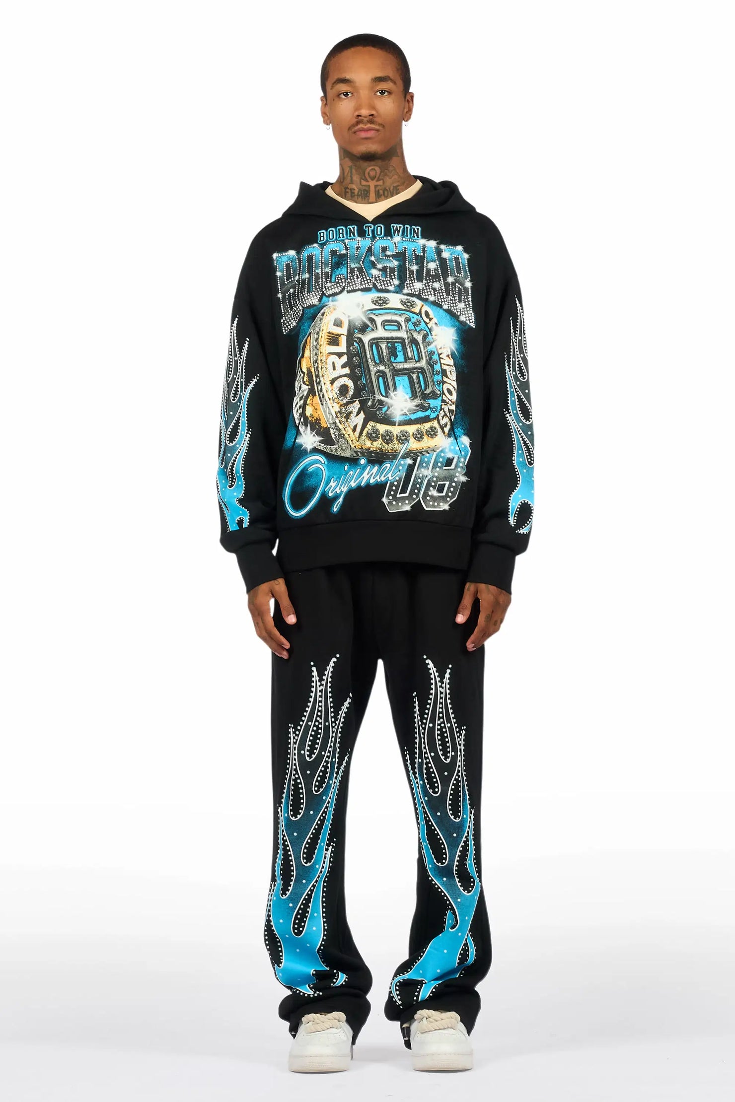 Glans Black Hoodie/Baggy Pant Track Set