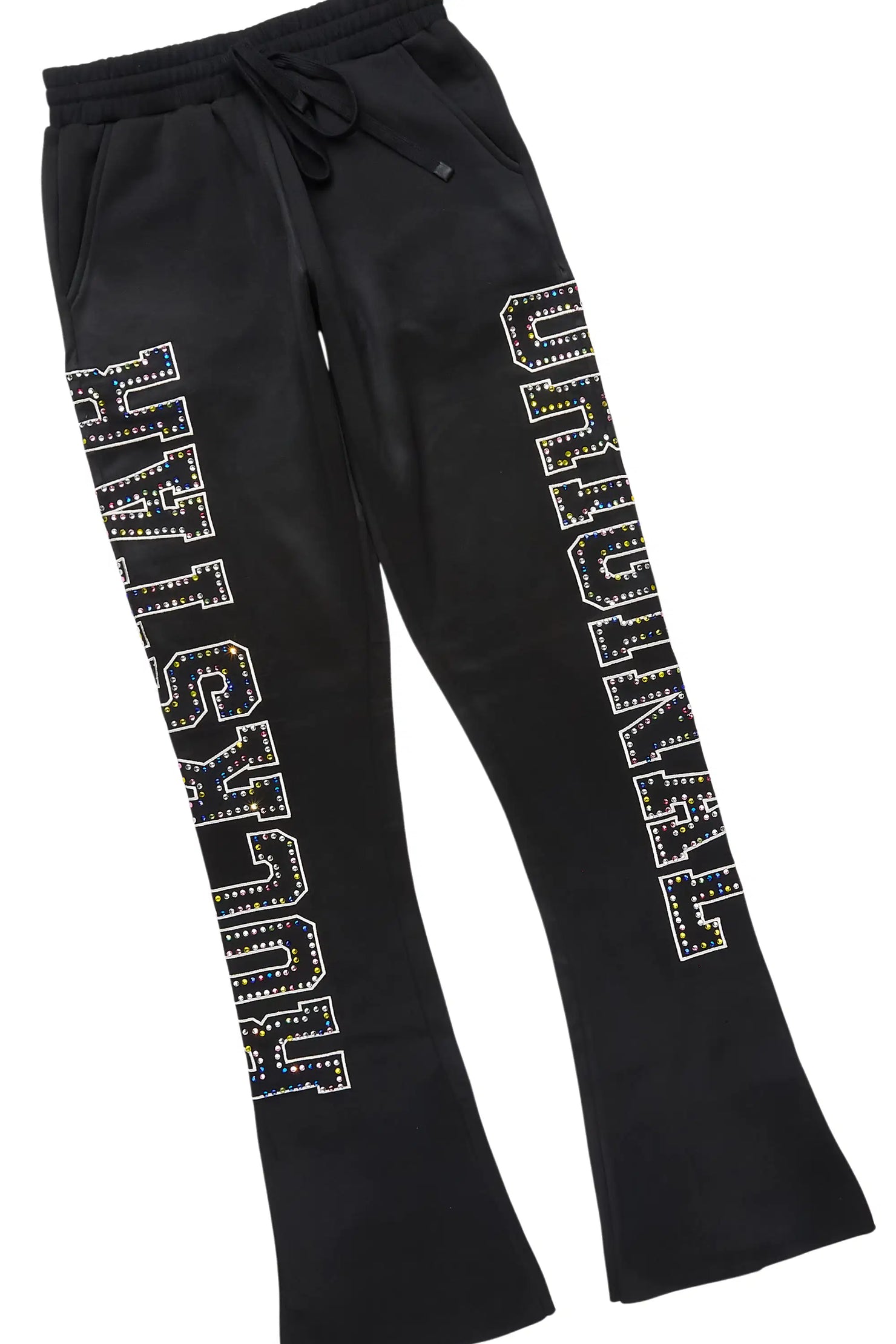 Quianna Black Rhinestone Stacked Track Set