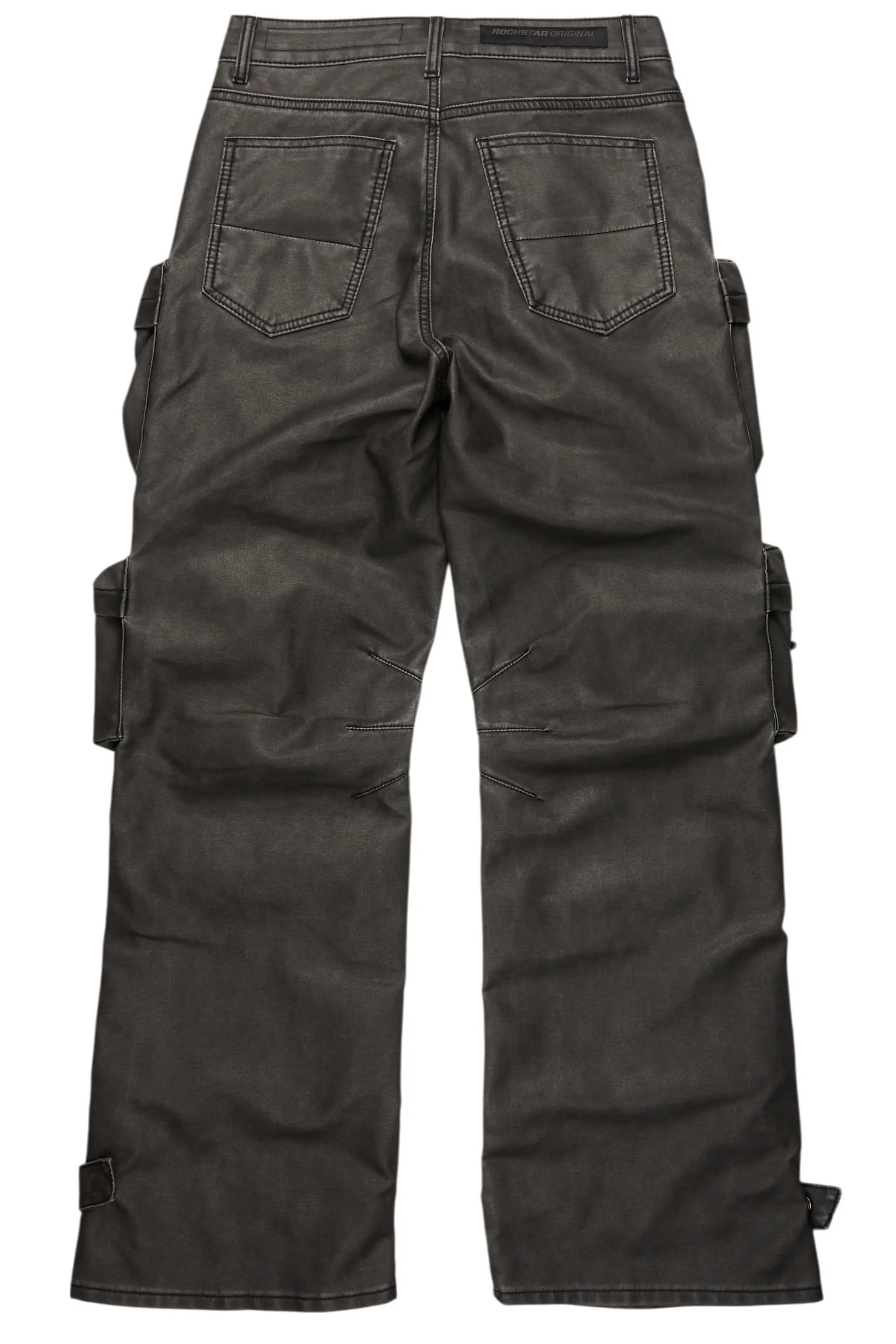 Lenz Black Distressed PU Stacked Leather Jean