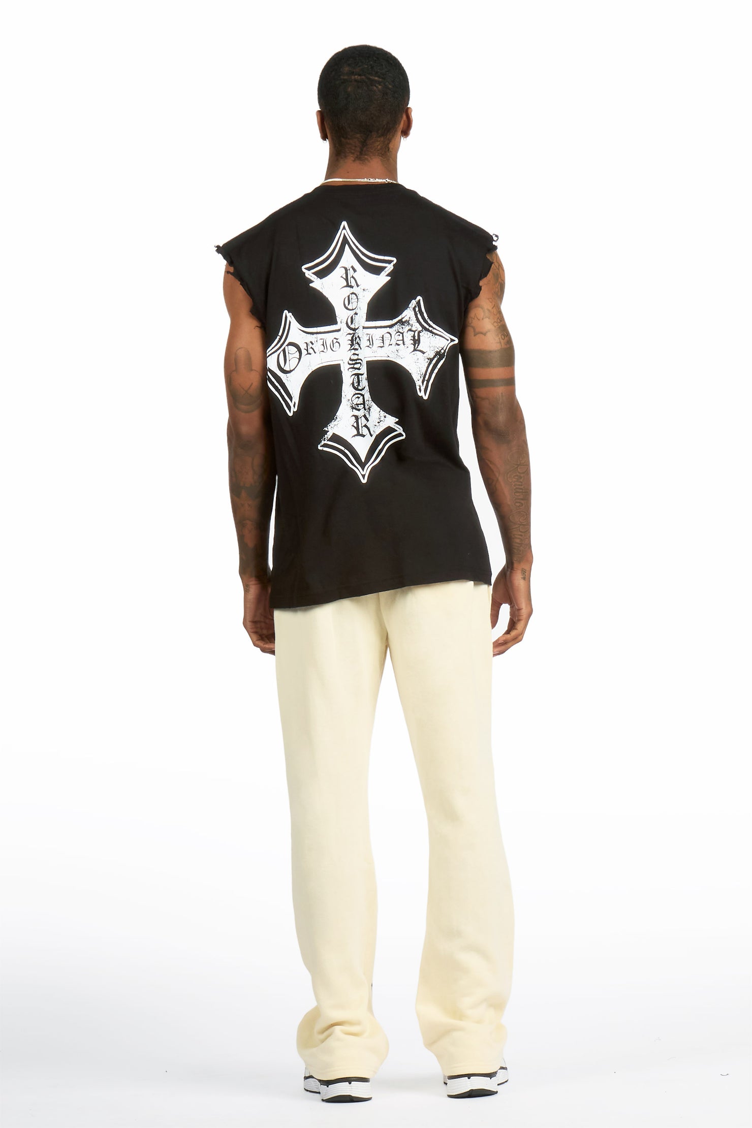Arkady 2.0 Black/Sand Cut Sleeve/Stacked Pant Track Set