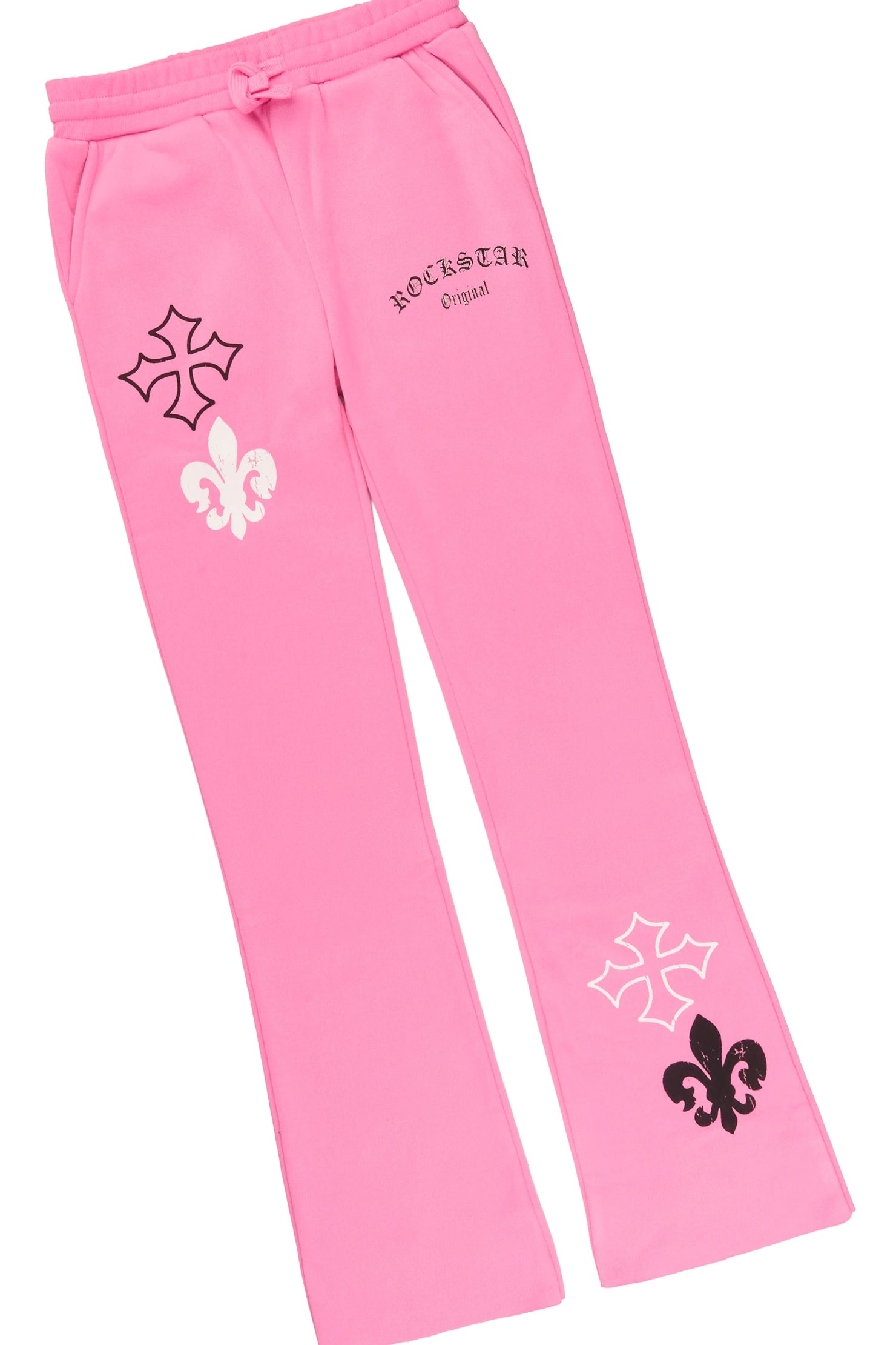 Girls Deshunique White/Pink Long Sleeve T-Shirt Track Set