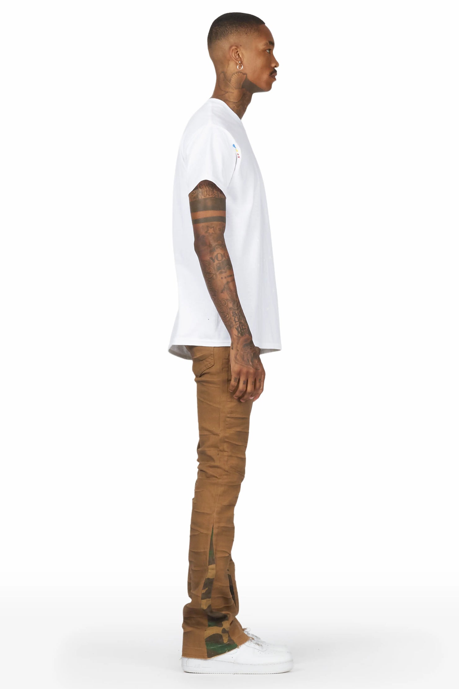 Strass Brown Stacked Flare Jean