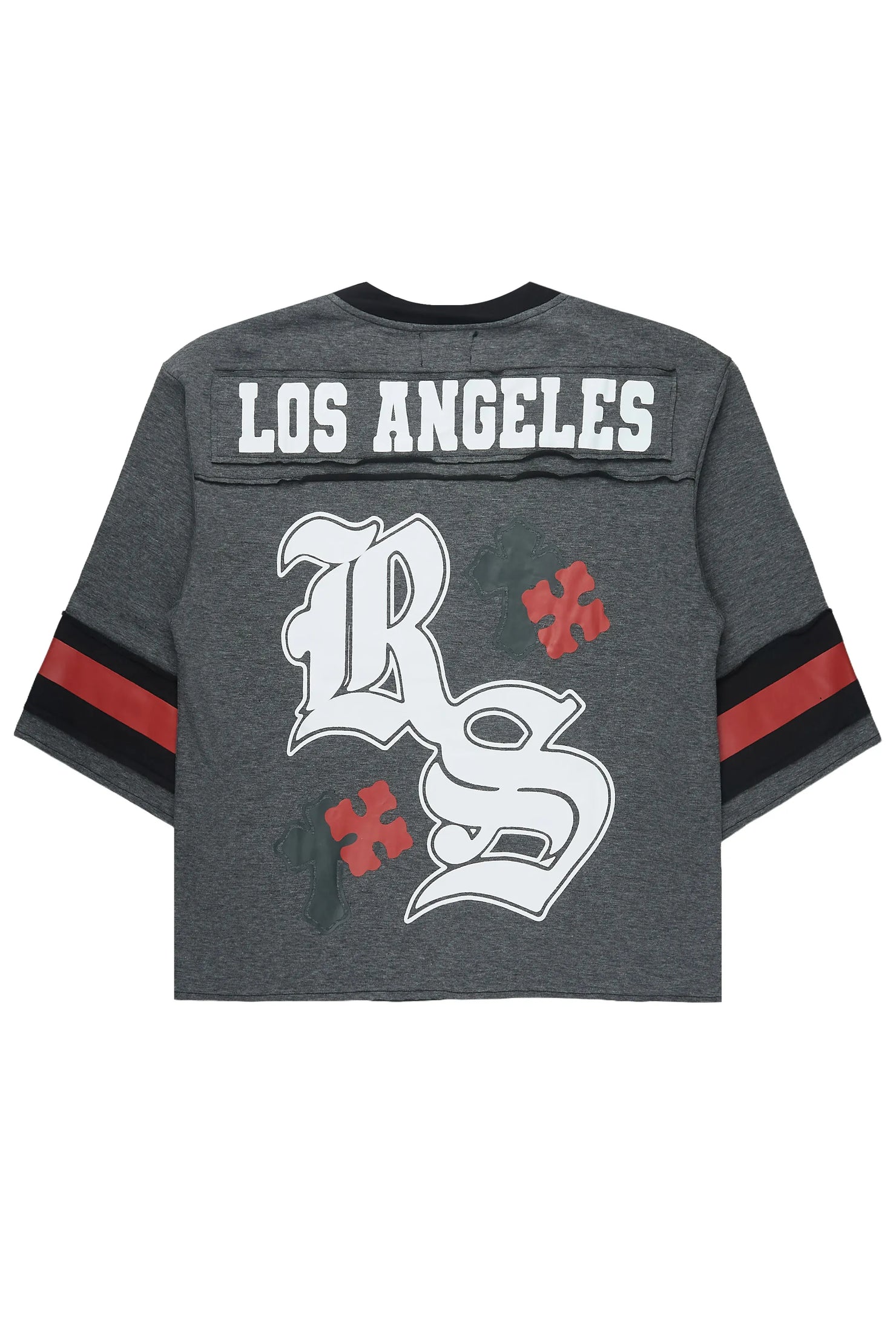 Bracken Dark Grey 3/4 Sleeve Boxy Crop Tee