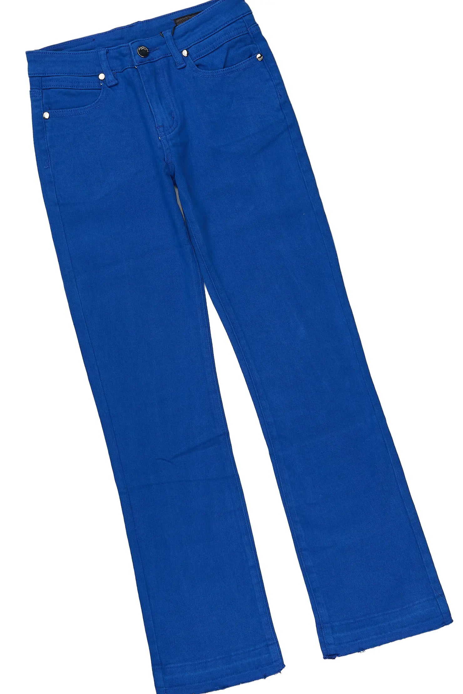 Boys Damarion White/Royal Cut Off T-Shirt Stacked Jean Set