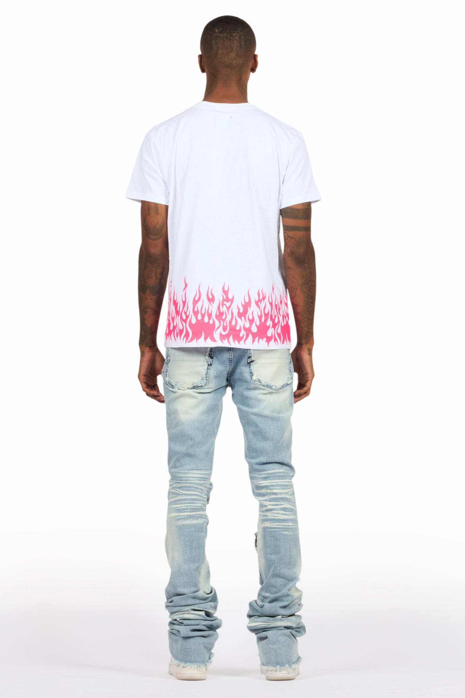 Bubble White/Pink T-Shirt/Super Stacked Flare Jean Bundle
