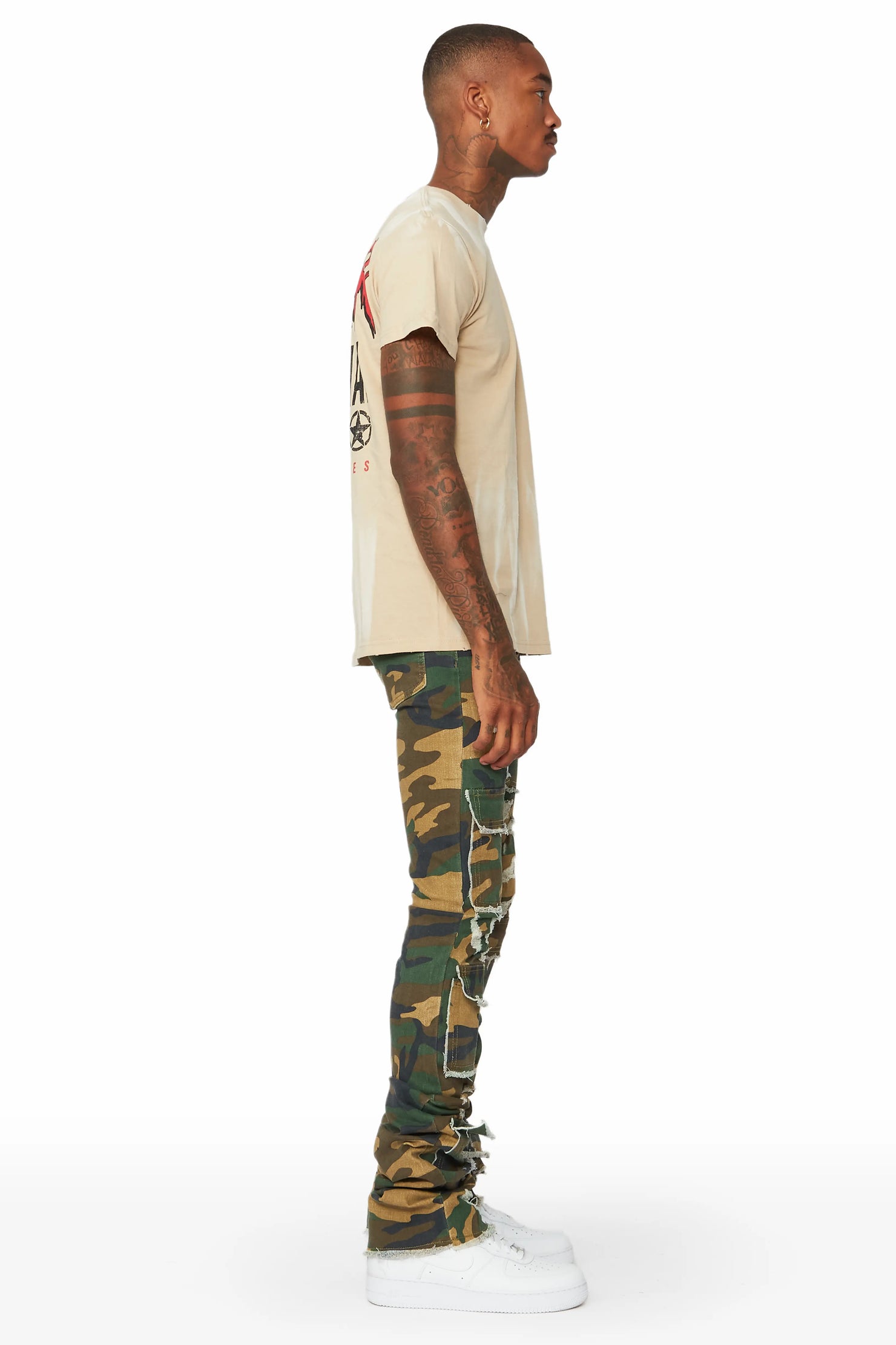 Petrus Camo Super Stacked Flare Jean