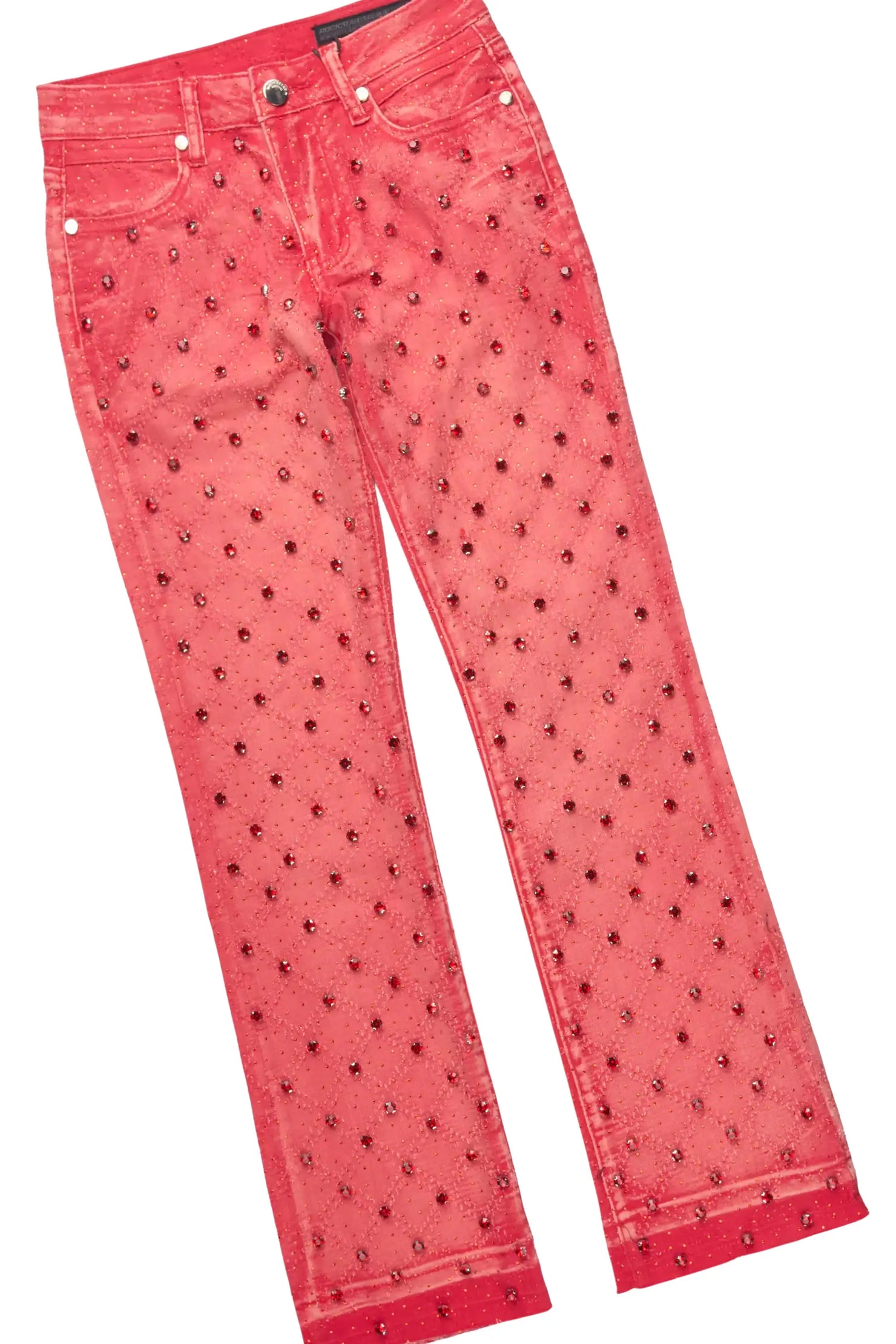 Girls Ebba White/Red T-Shirt Stacked Jean Set