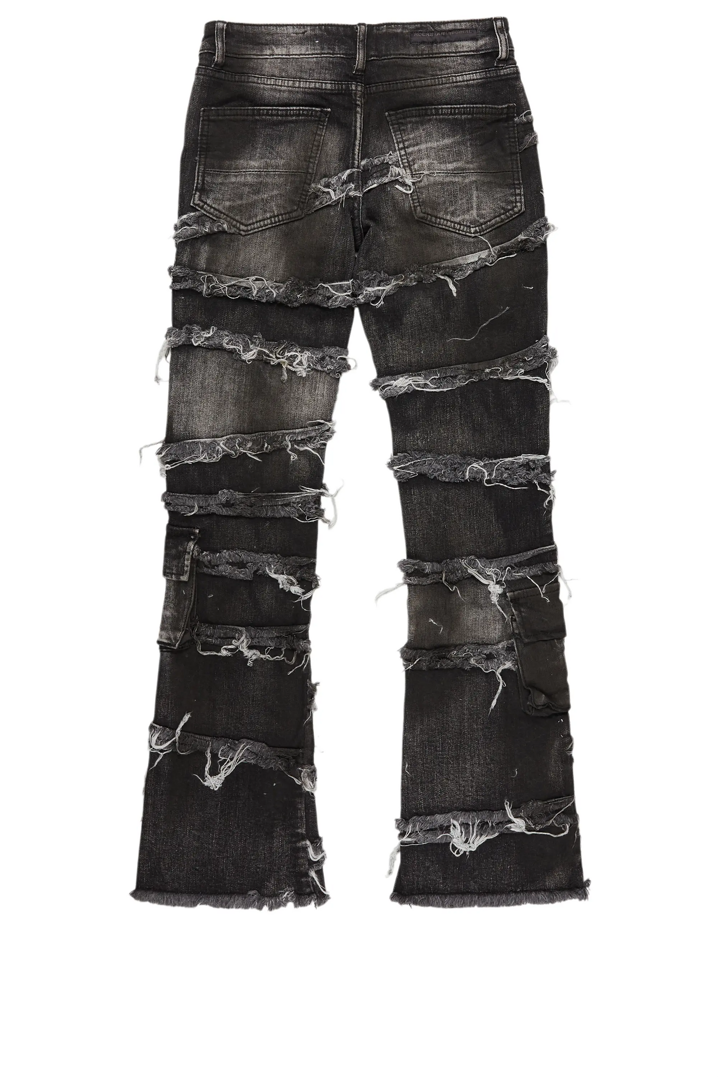Boys Yves Black Ripped Stacked Flare Cargo Jeans