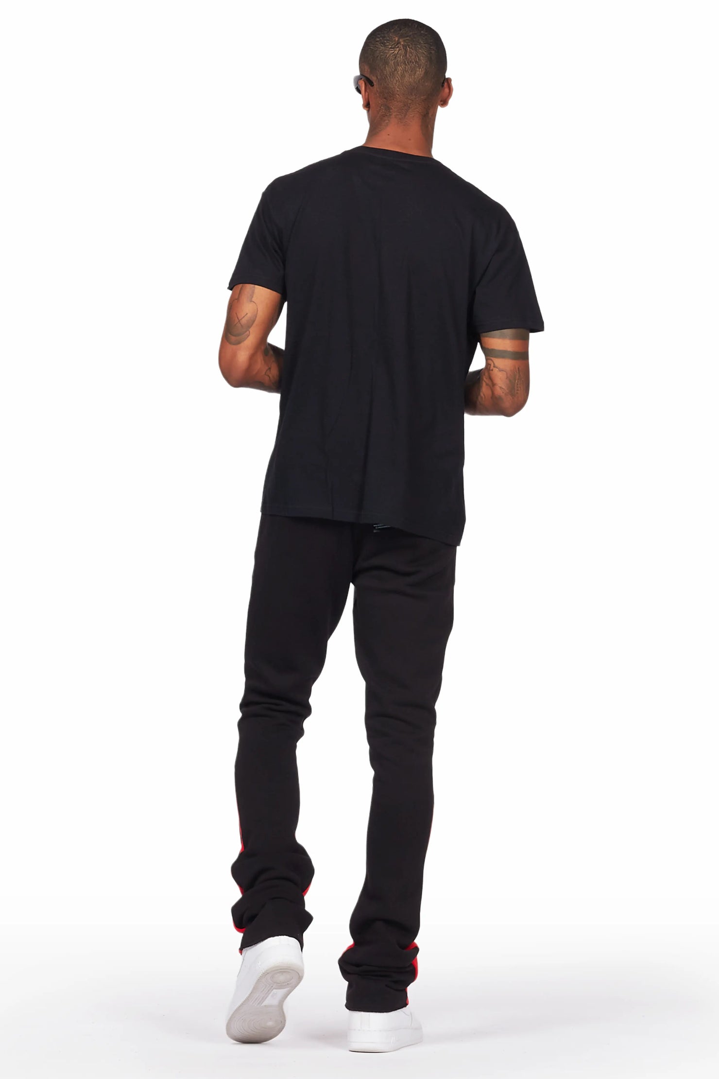 Warblen Black/Red T-Shirt/Stacked Flare Pant Set