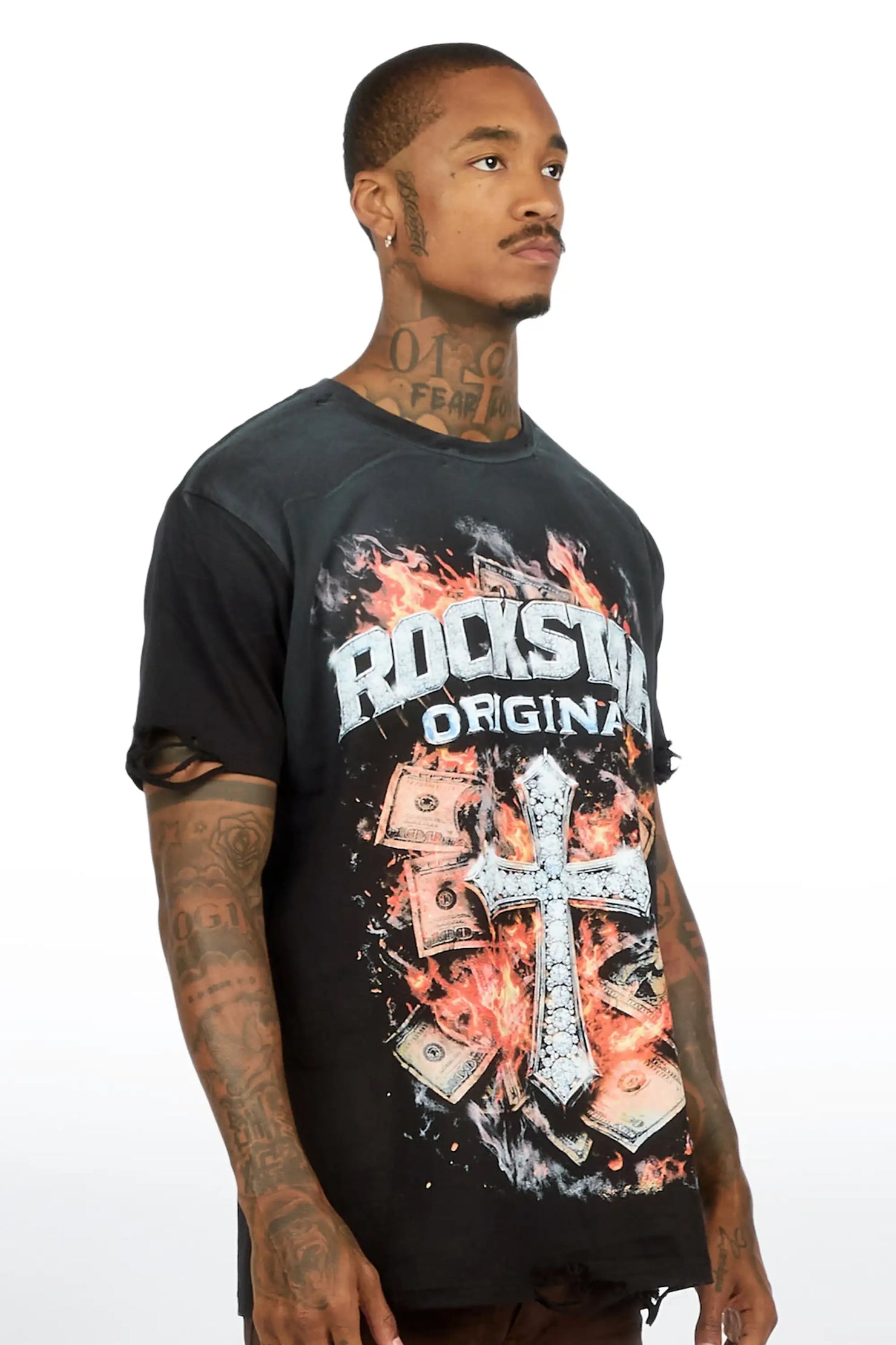 Moore Black Oversized Graphic T-Shirt