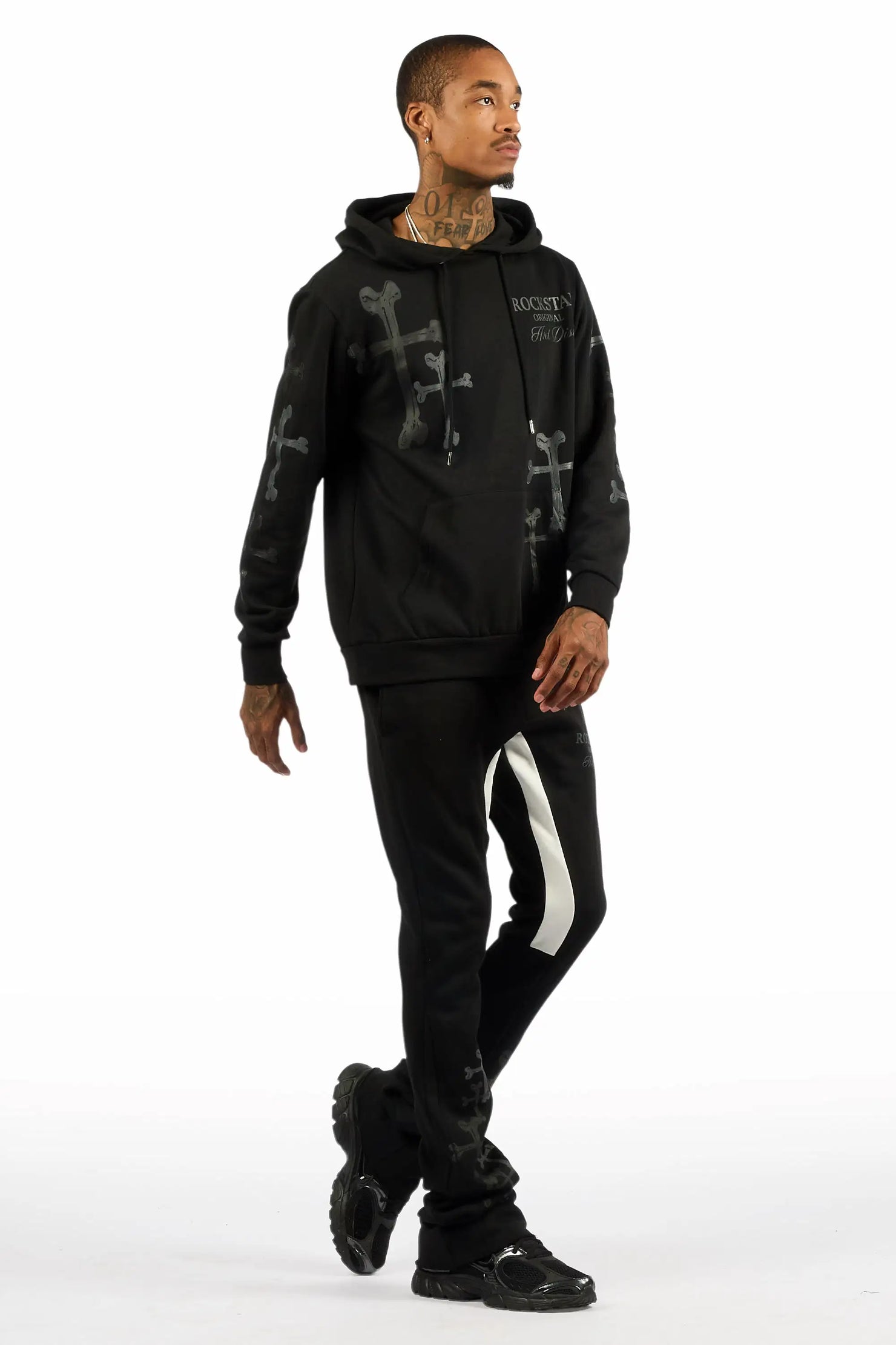 Olivier Black Hoodie/Stacked Flare Track Set