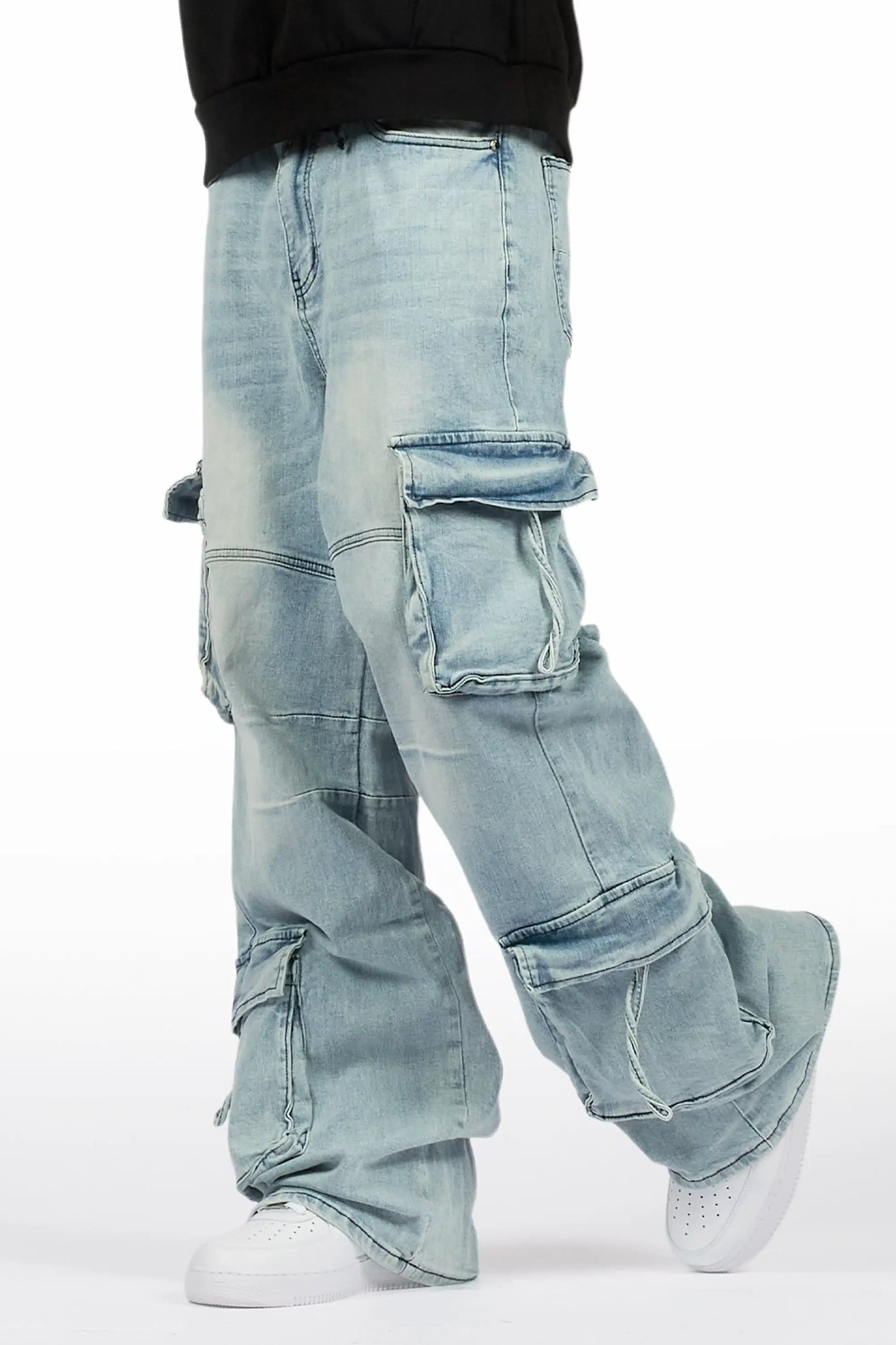 Tore Light Blue Baggy Cargo Jean