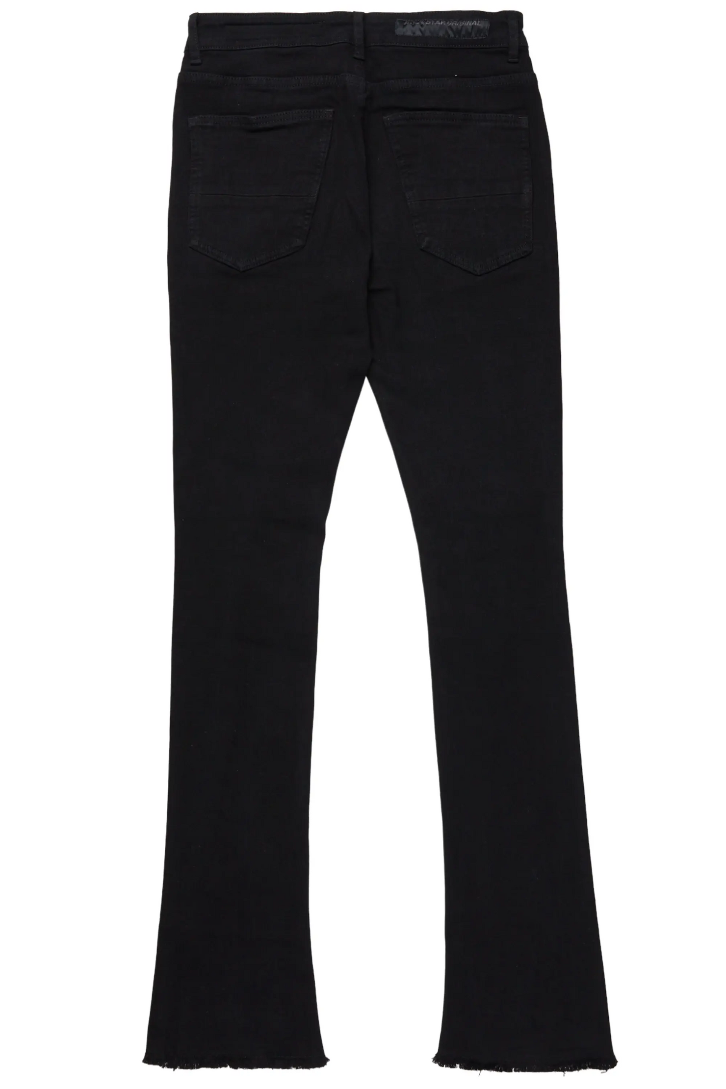 Rebel Black Stacked Flare Jean