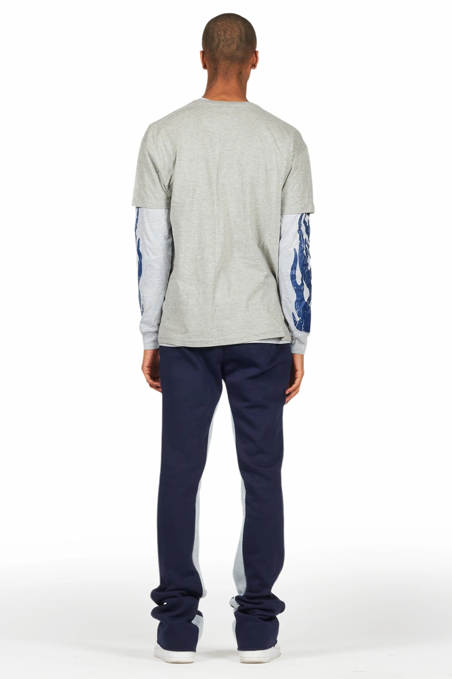 Amos Heather Grey Double Layer T-Shirt/Stacked Baggy Pant Set