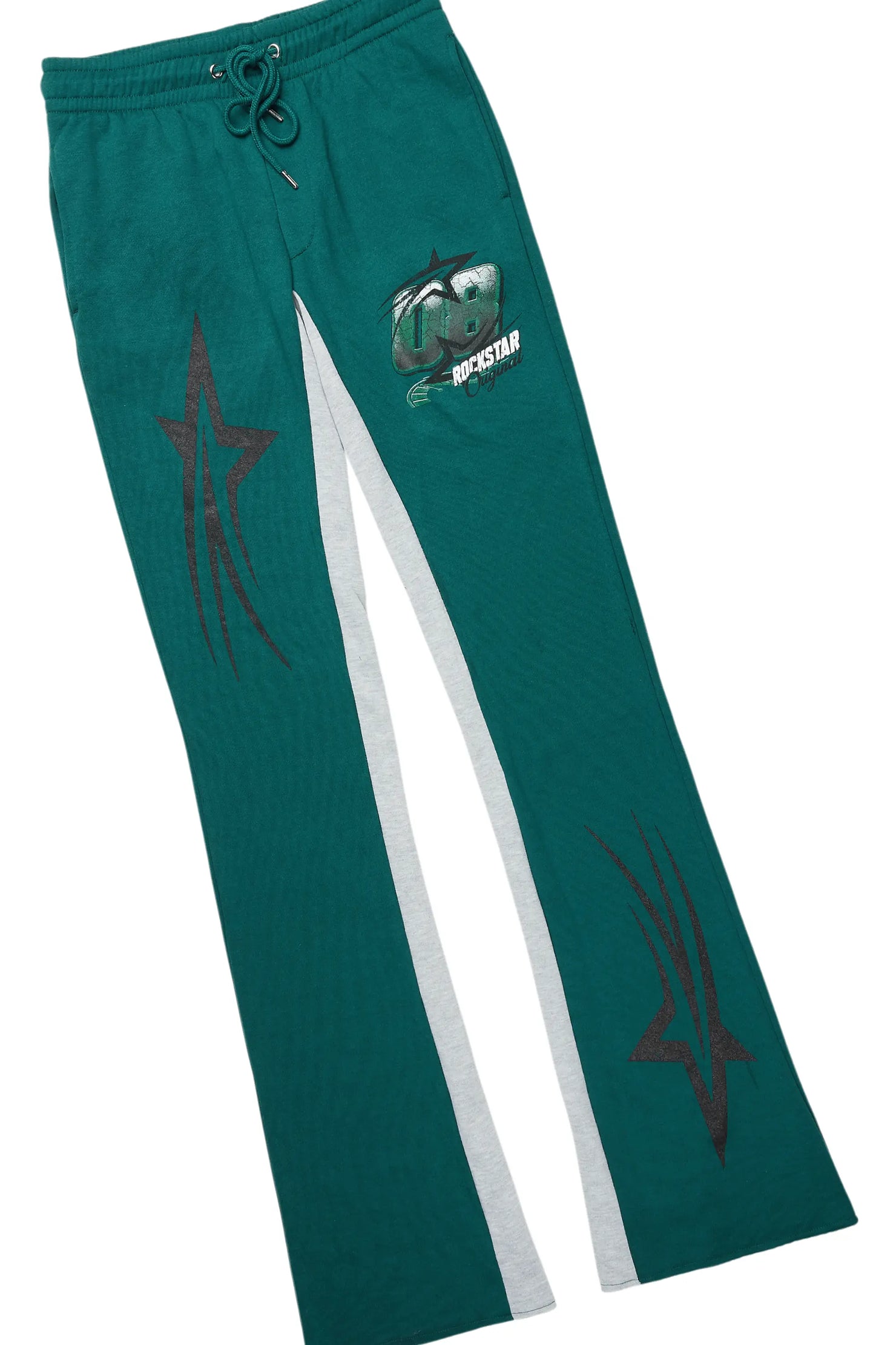 Kastell White/Green T-Shirt/Stacked Baggy Track Pant Set