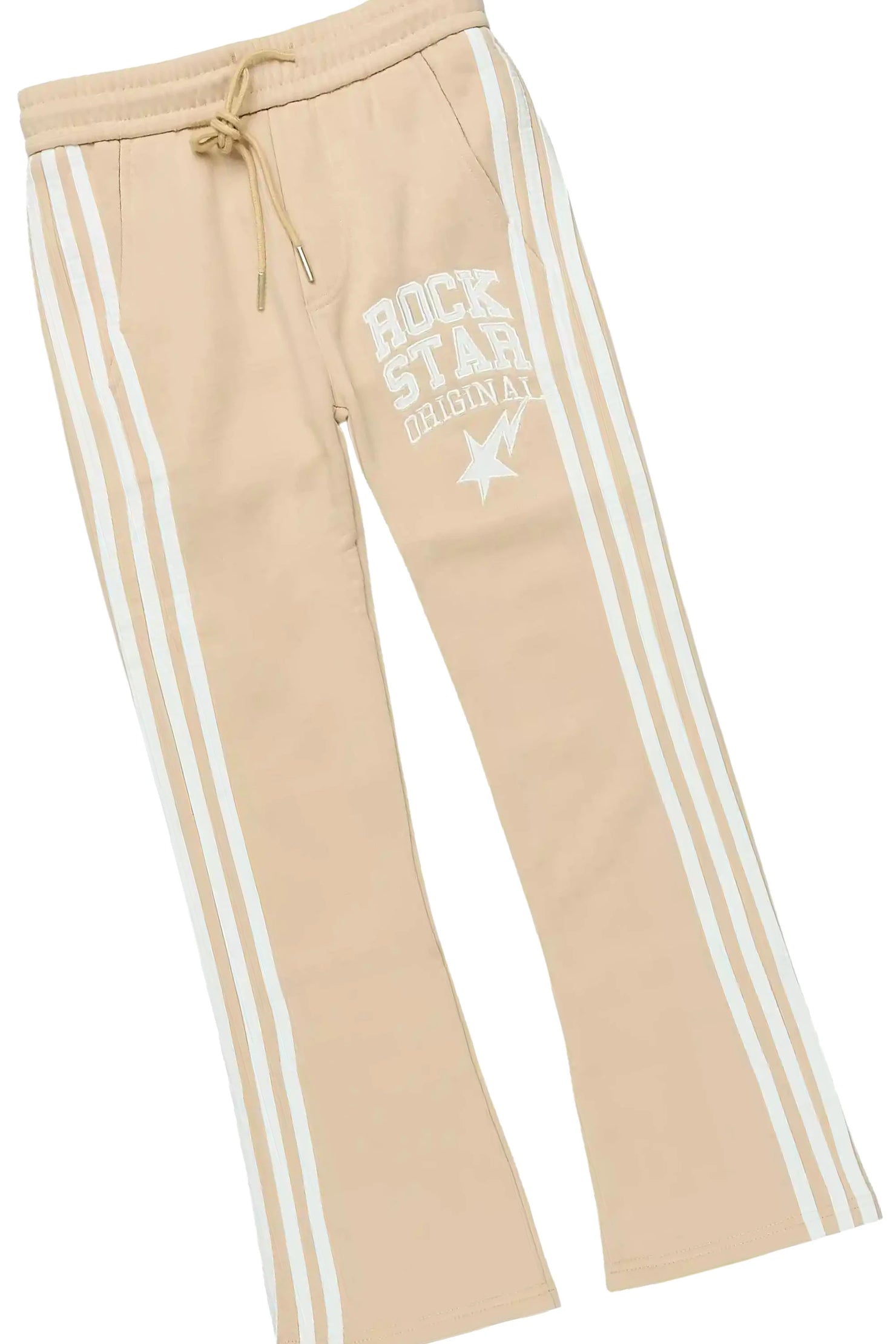 Boys Korrit White/Beige T-Shirt Stacked Pant Set