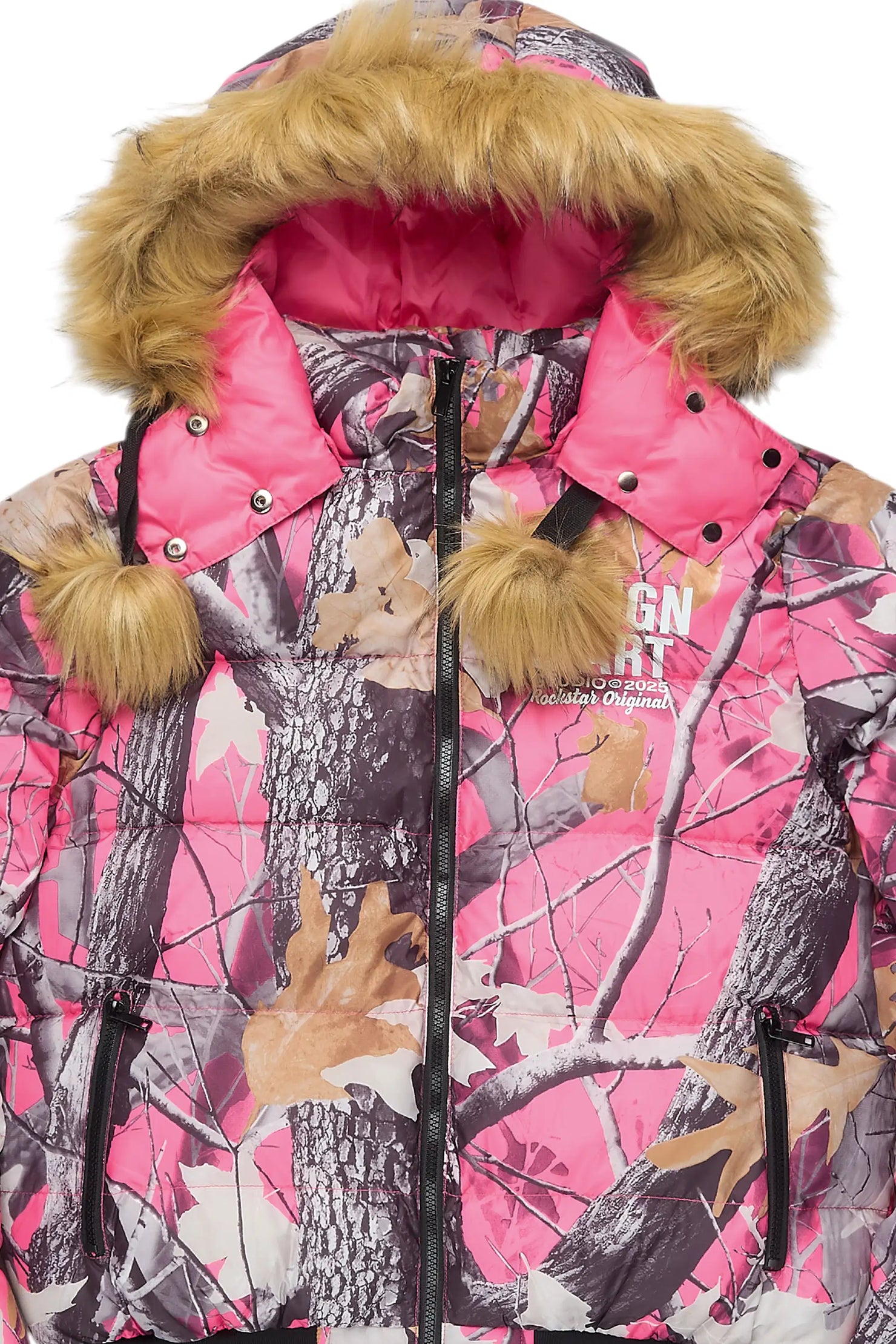 Benita Pink Tree Camo Puffer Jacket