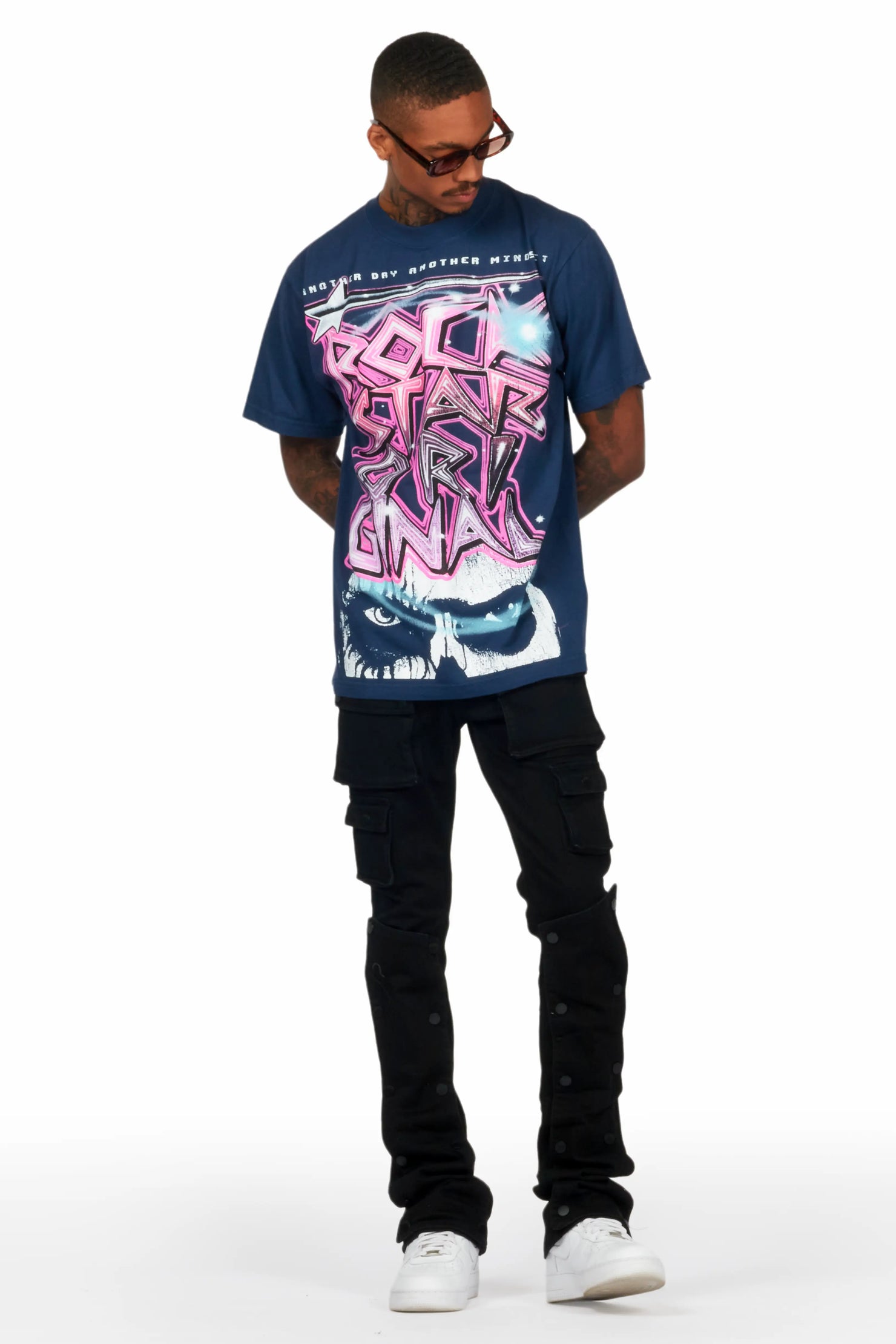 Santana Black Stacked Flare Jean