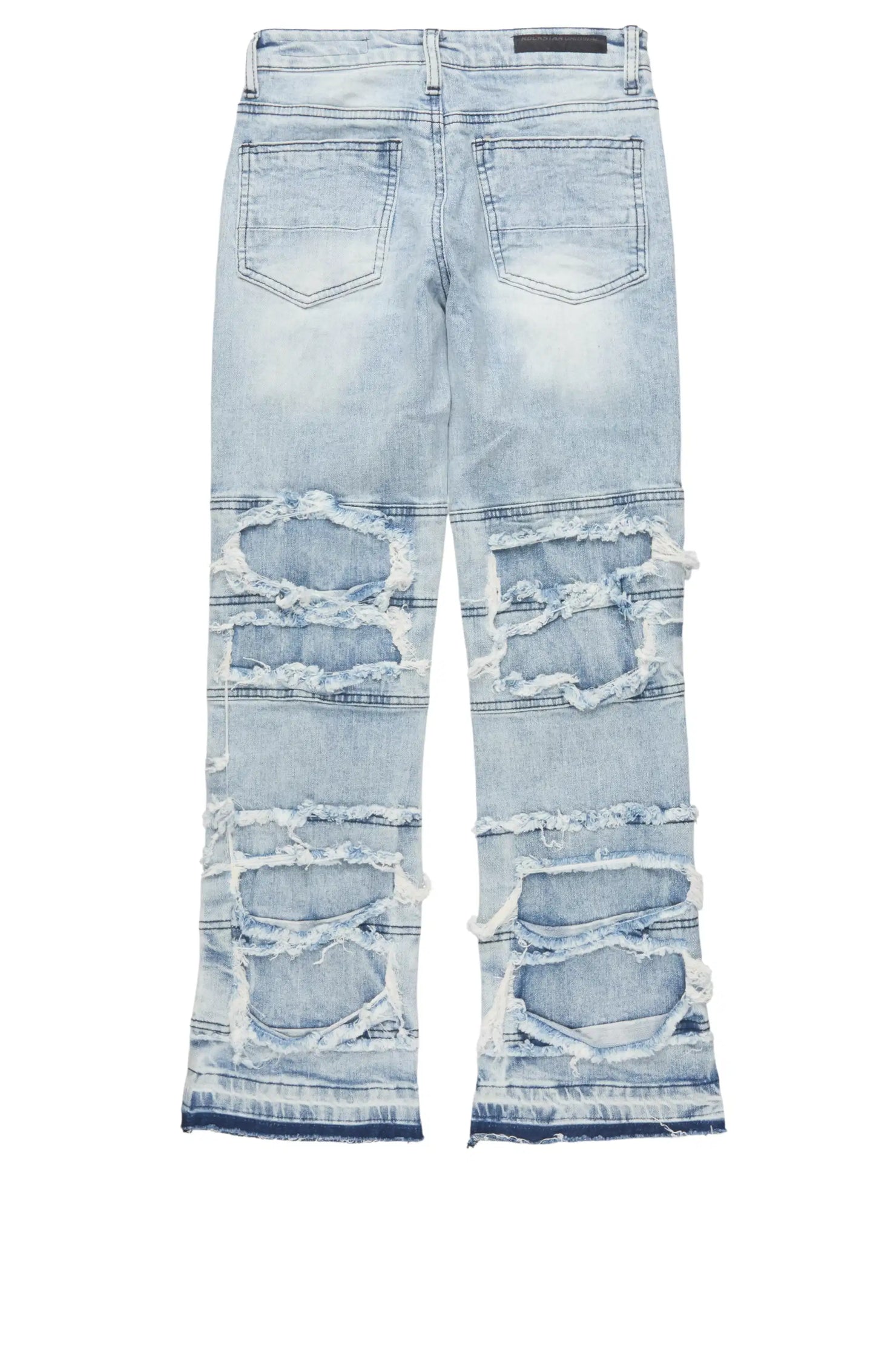 Boys Meille Blue/White Stacked Painter Flare Jean