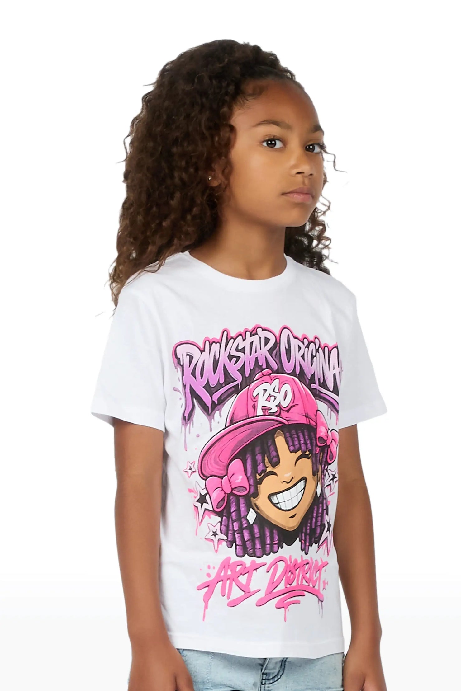 Girls Aze White Graphic T-Shirt
