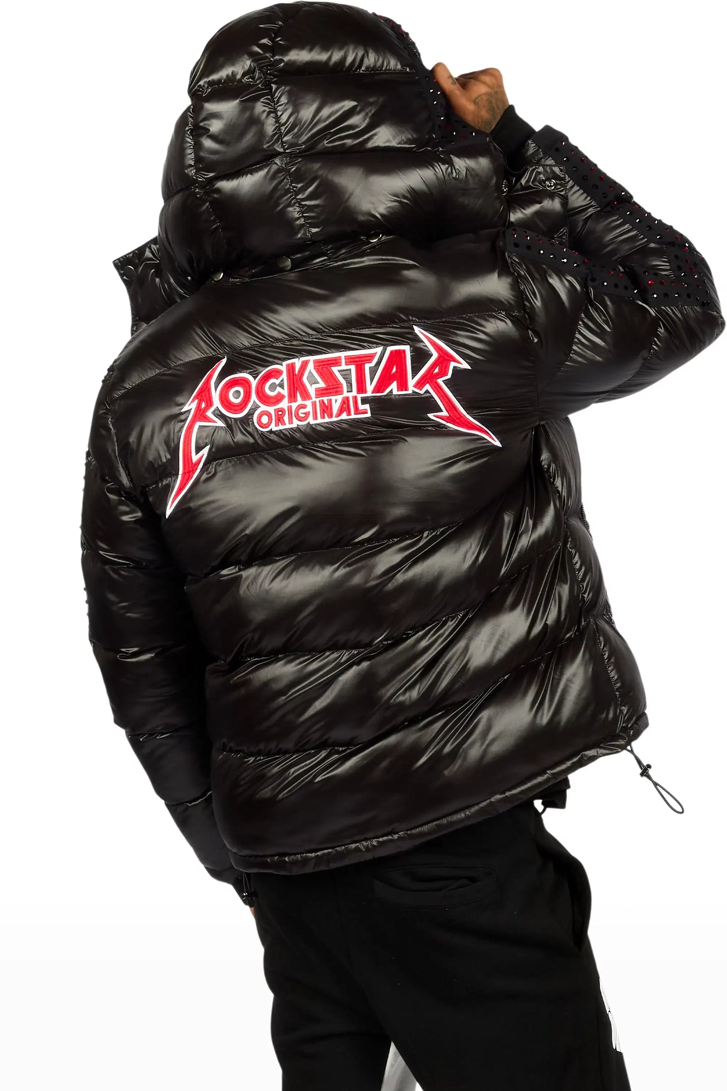 States Black/Red Baggy Stacked Hoodie Track Set