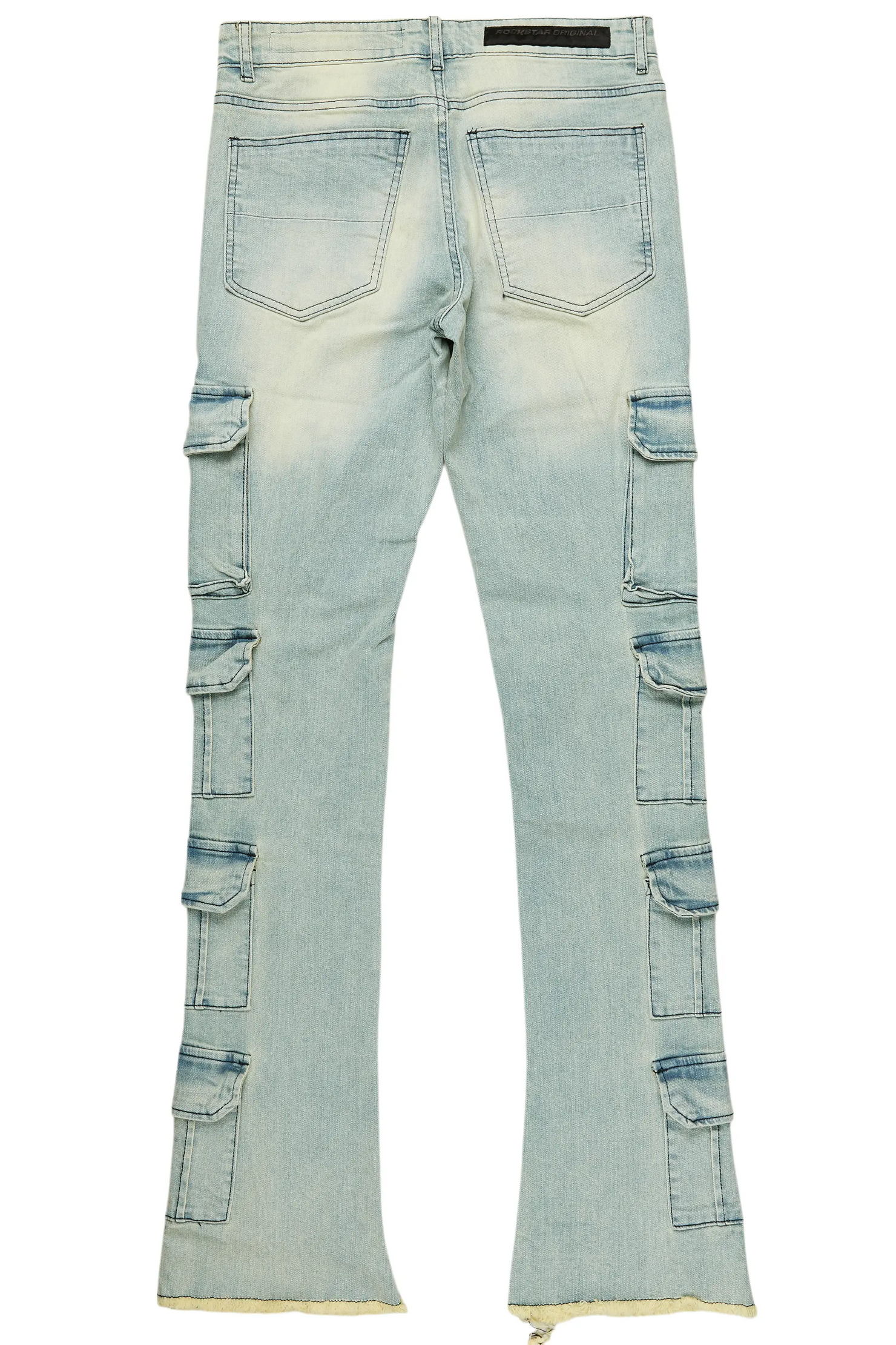 Valery Blue Stacked Flared Cargo Jean