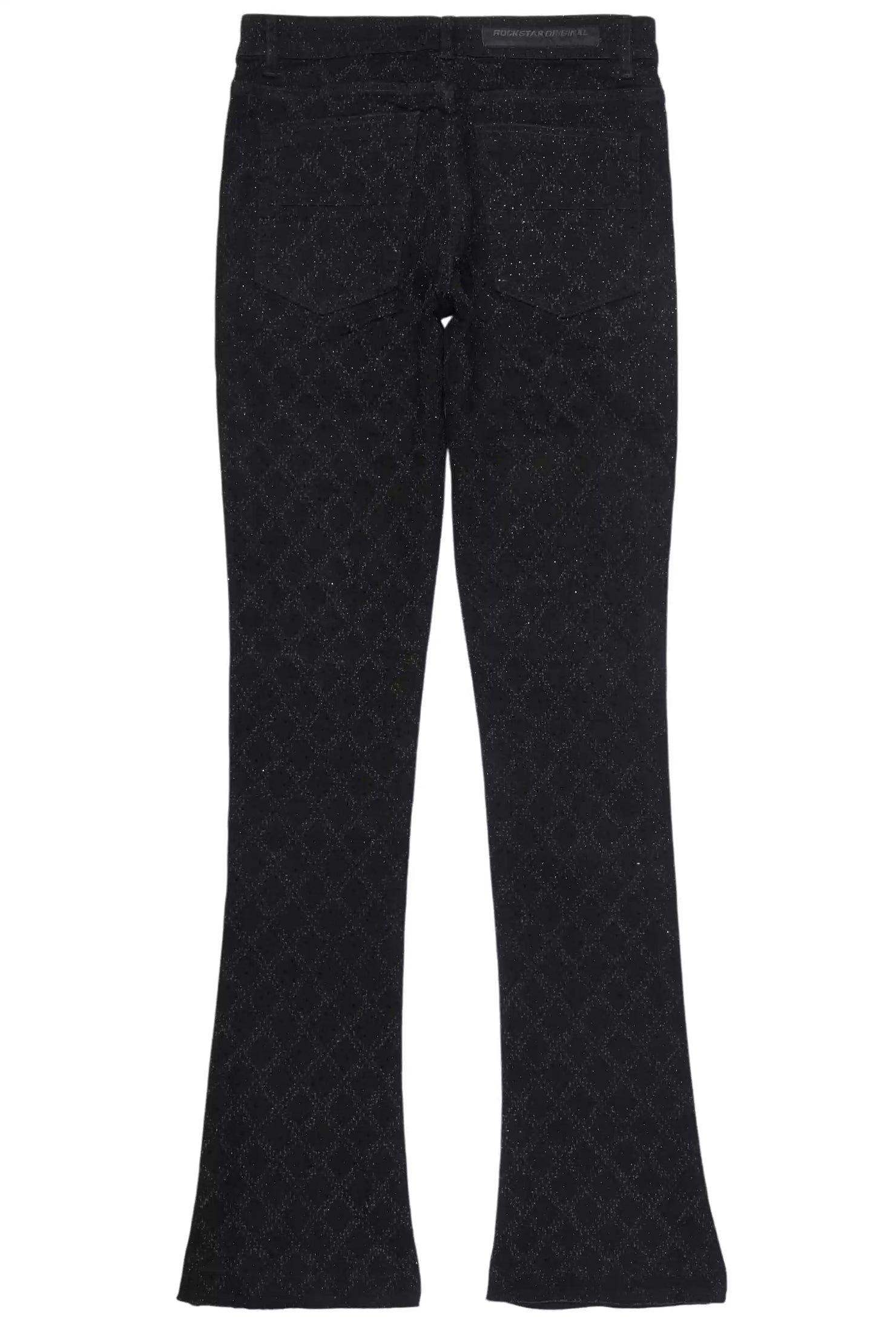 Glit Jet Black Rhinestone Stacked Flare Jean