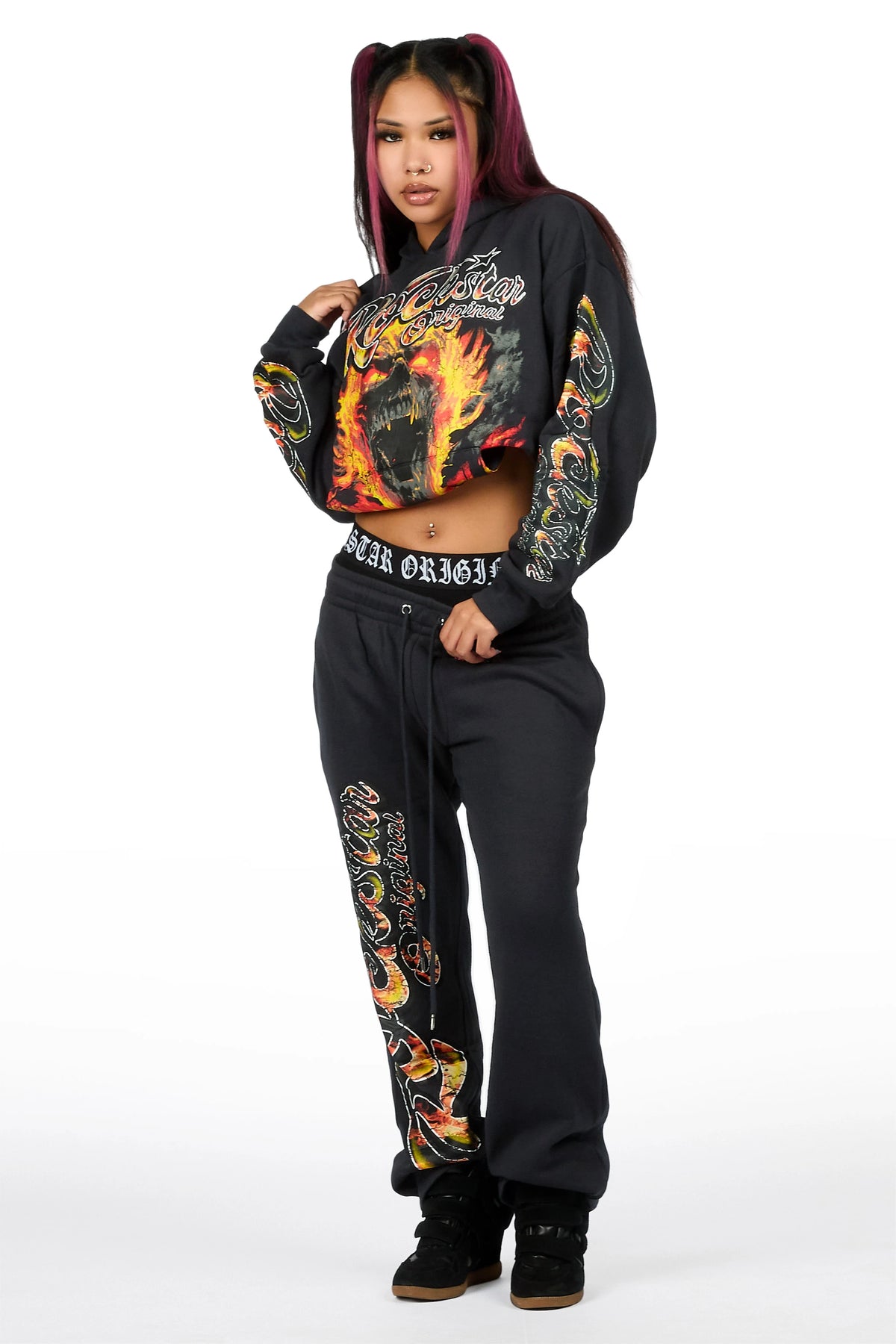 Taliyah Charcoal Graphic Baggy Fit Track Set