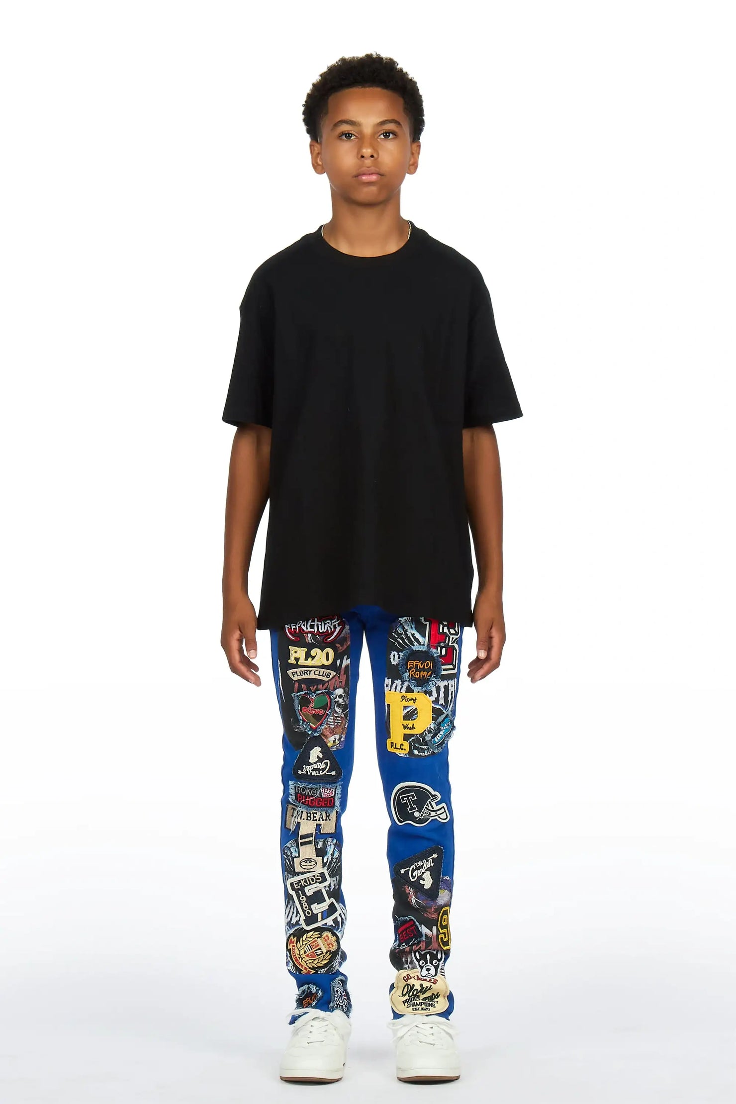 Boys Espen Royal Blue Slim Patchwork Jean