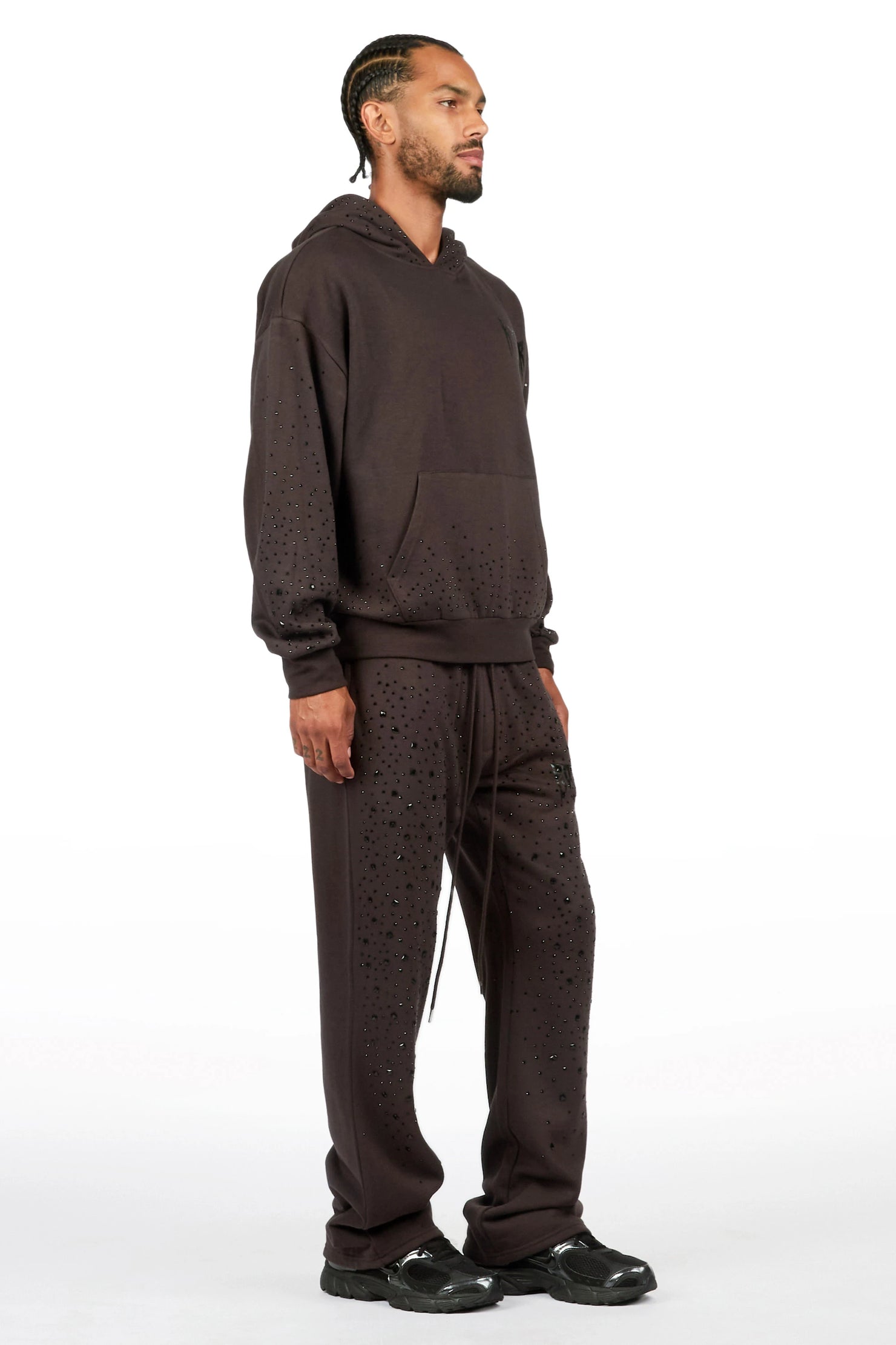 Twinkle Iron/Black Rhinestone Hoodie Relaxed Track Set