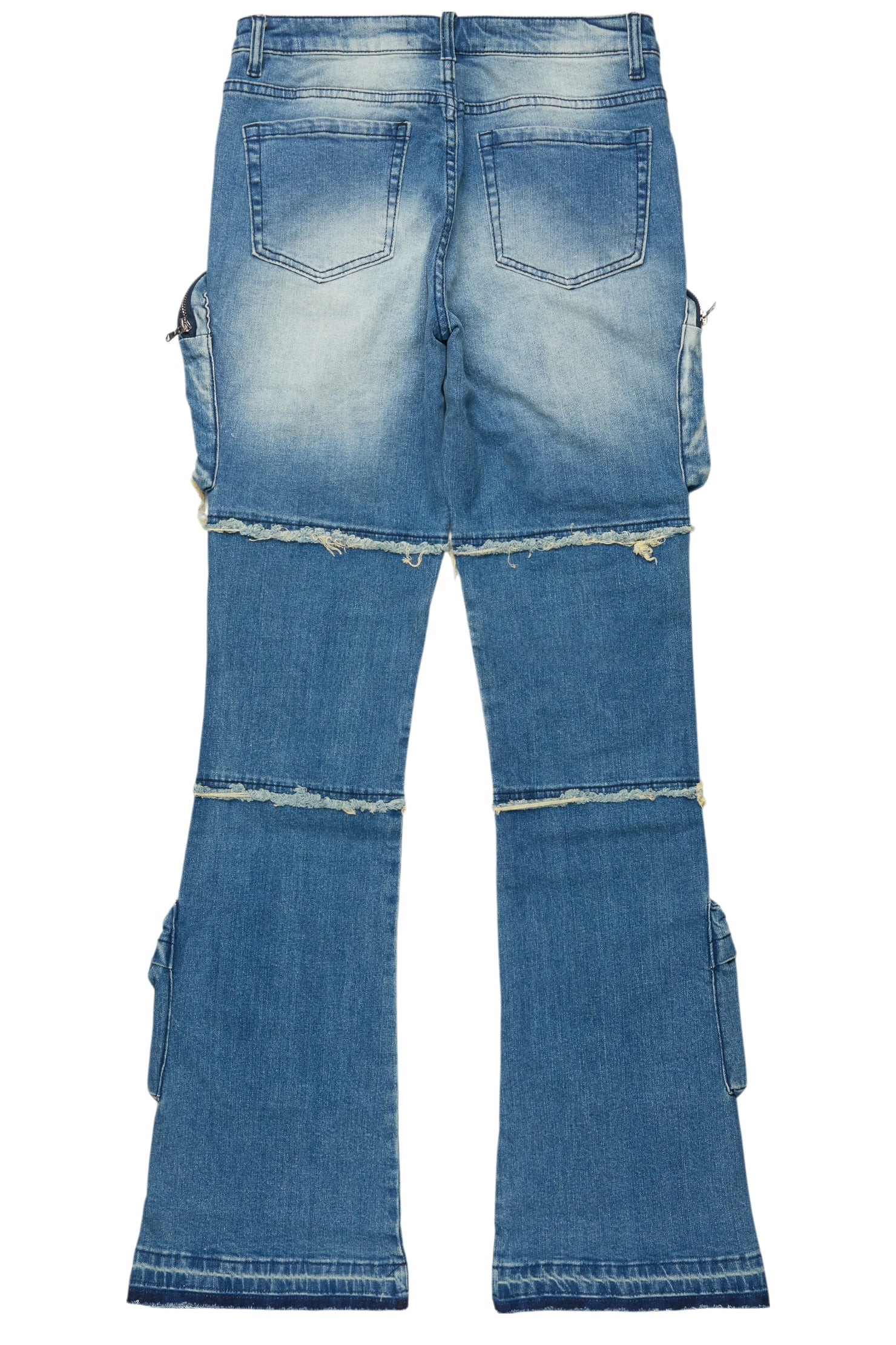 Toniesha Dirty Blue Wash Stacked Flare Jean