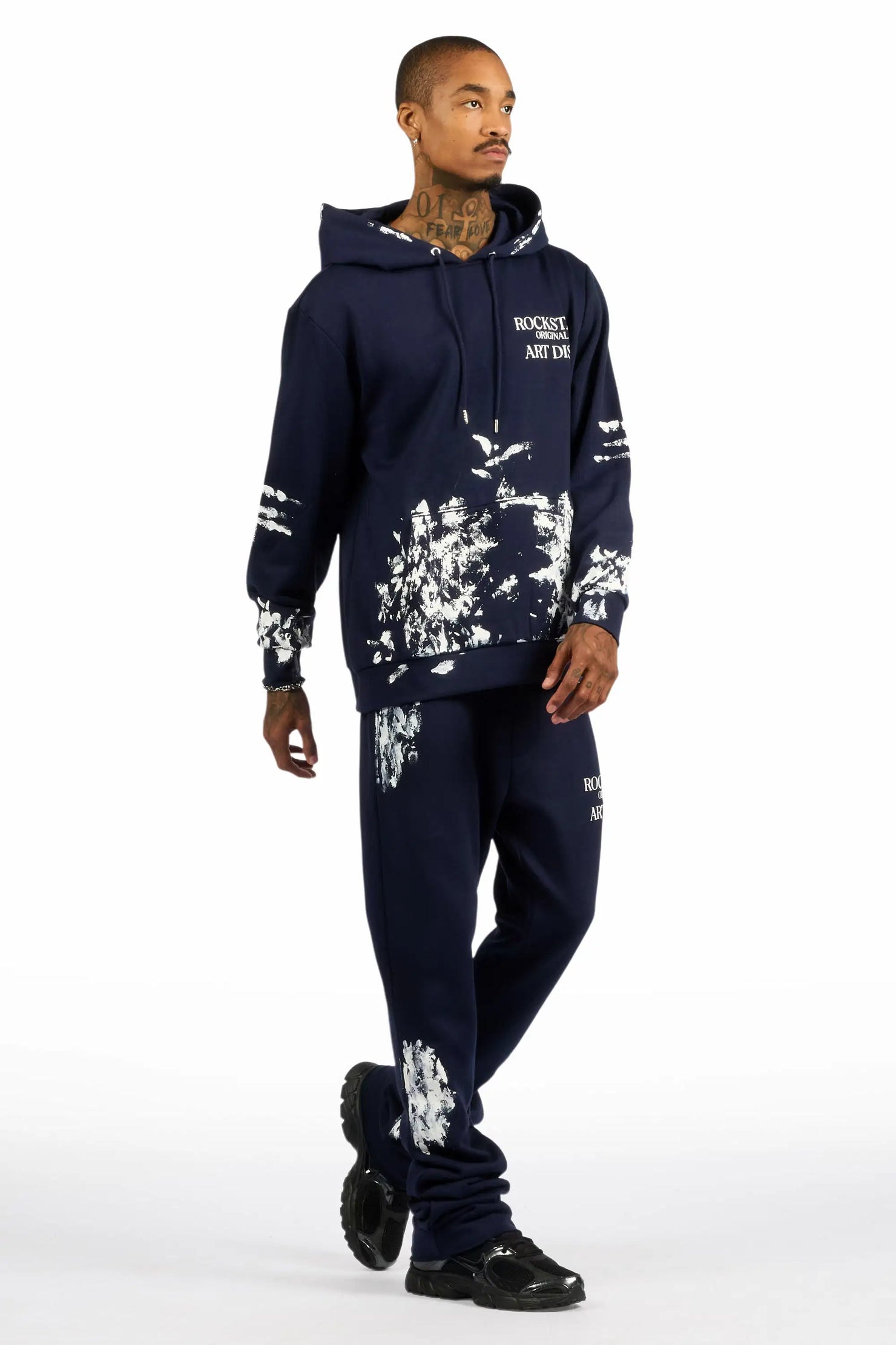 Filip Navy Hoodie/Stacked Pant Track Set