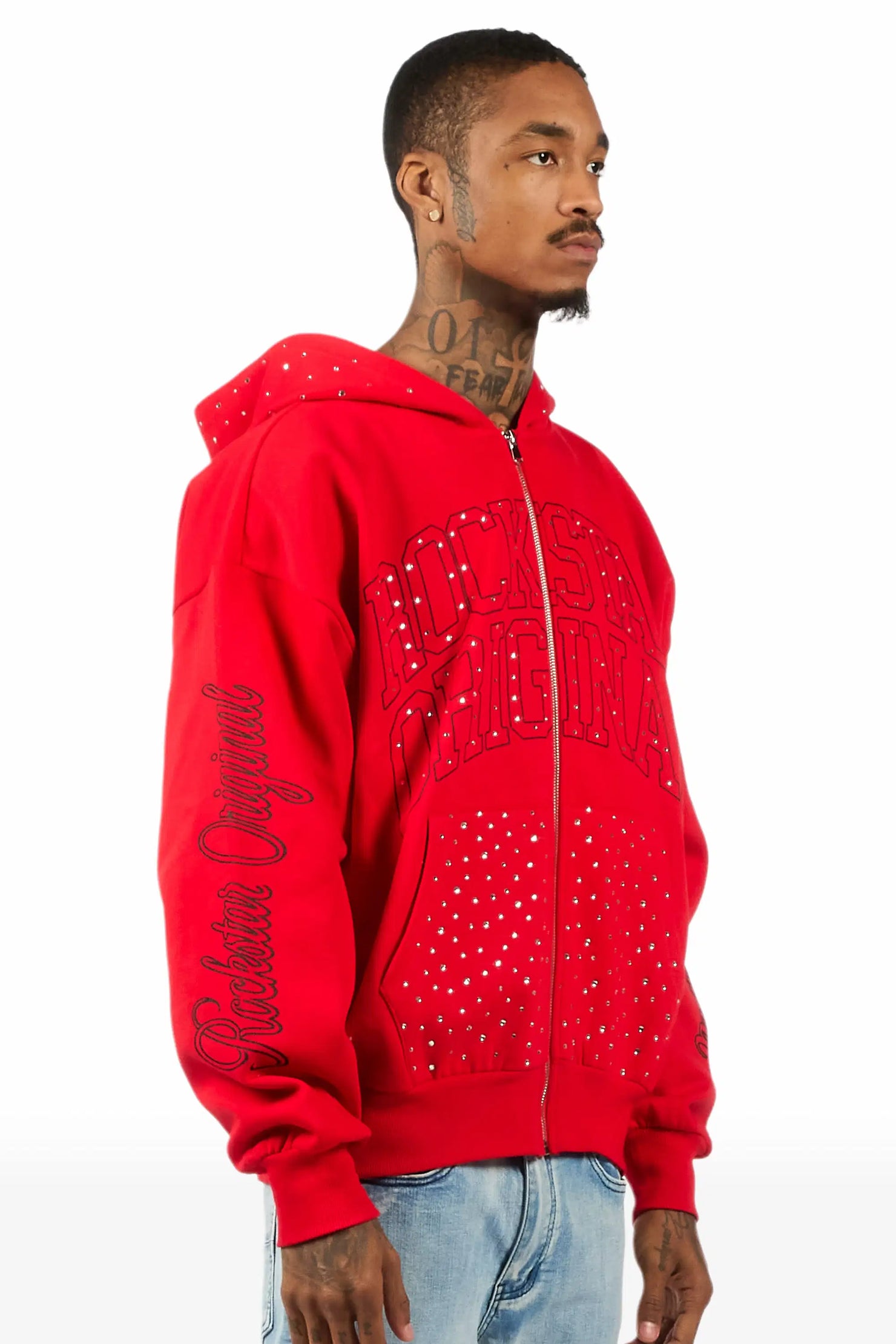 Dripped Red Rhinestone Hoodie