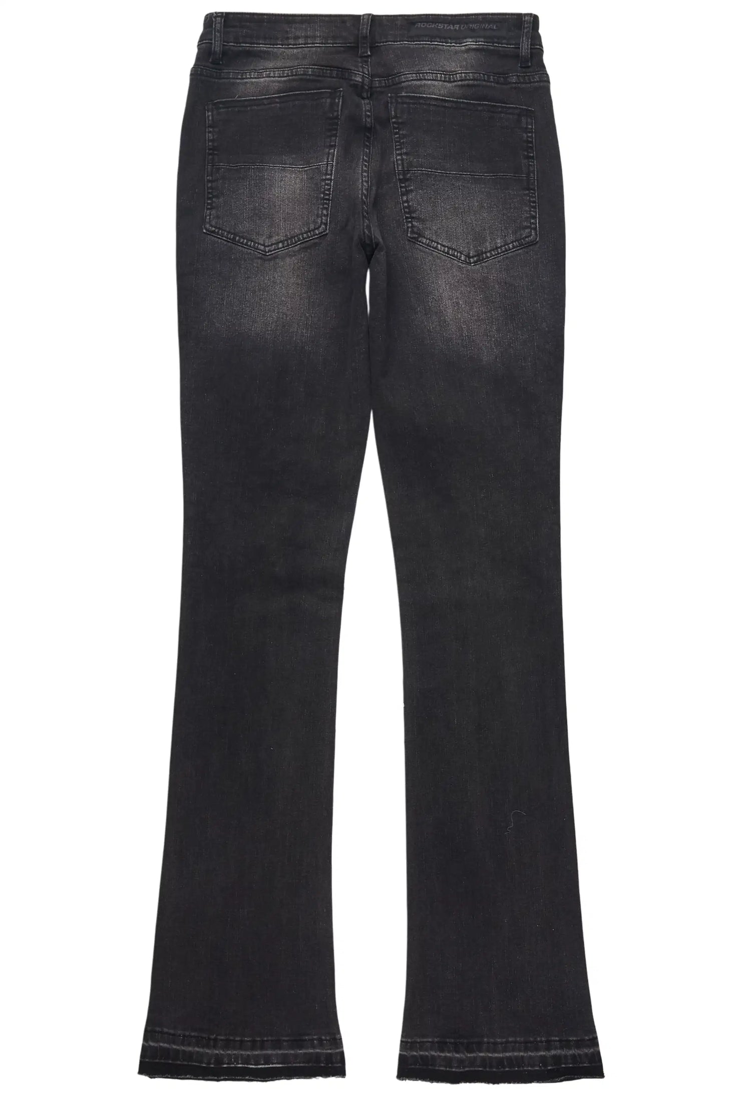 Twinkle Dark Grey Rhinestone Stacked Flare Jean