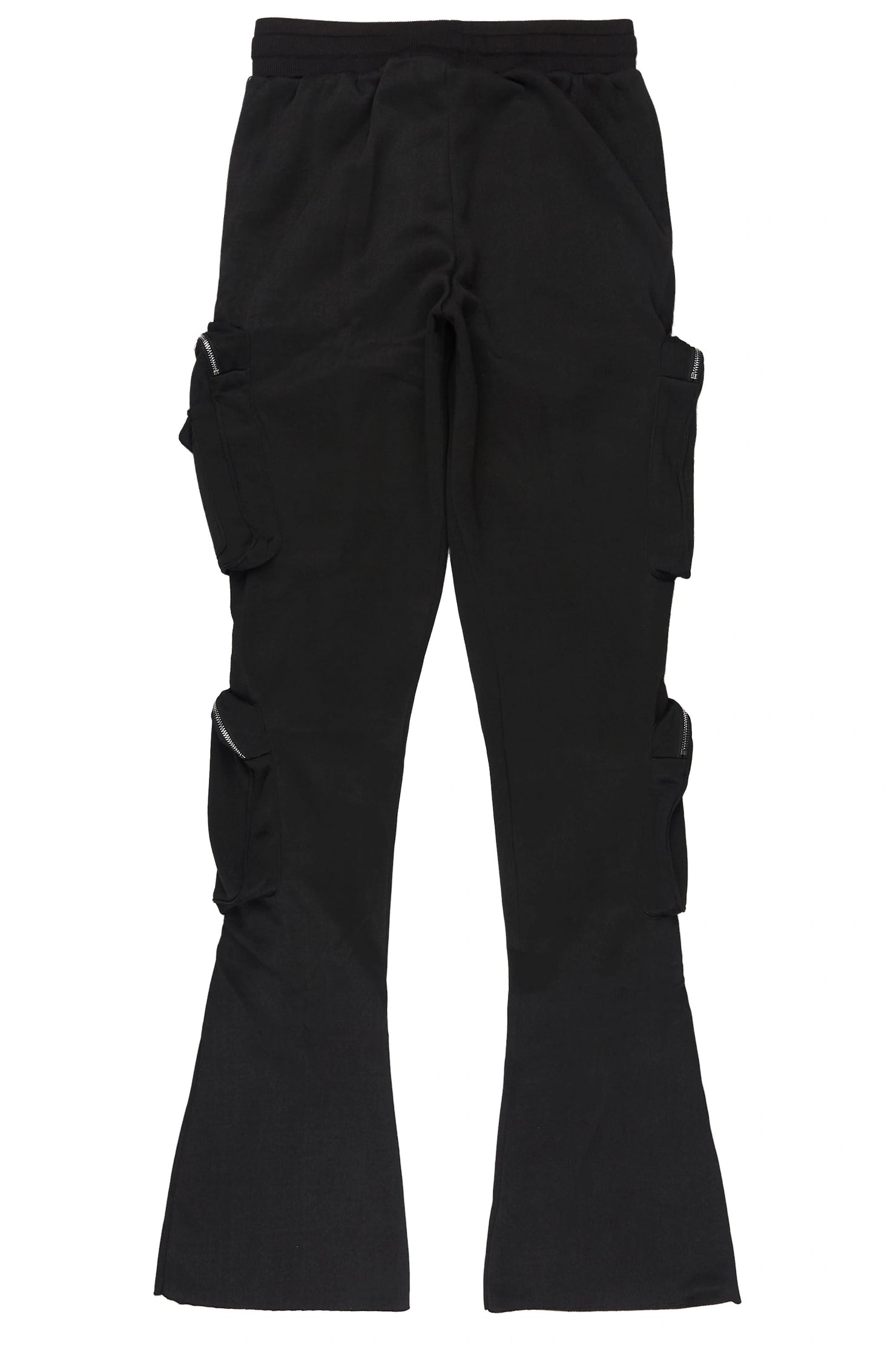 Cheronnie Black Cargo Stacked Track Pant