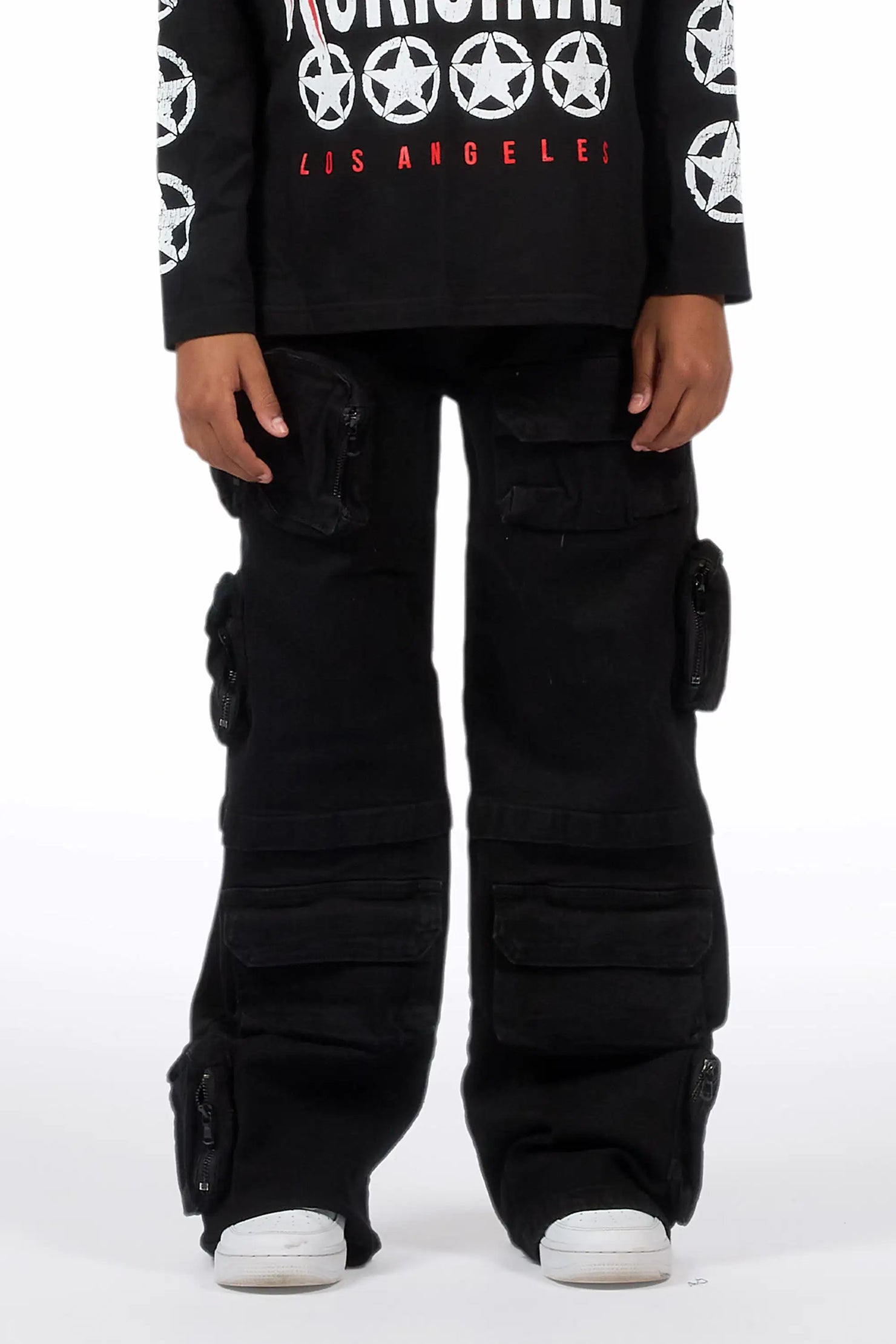 Boys Pocketeer Black Baggy Fit Cargo Jean