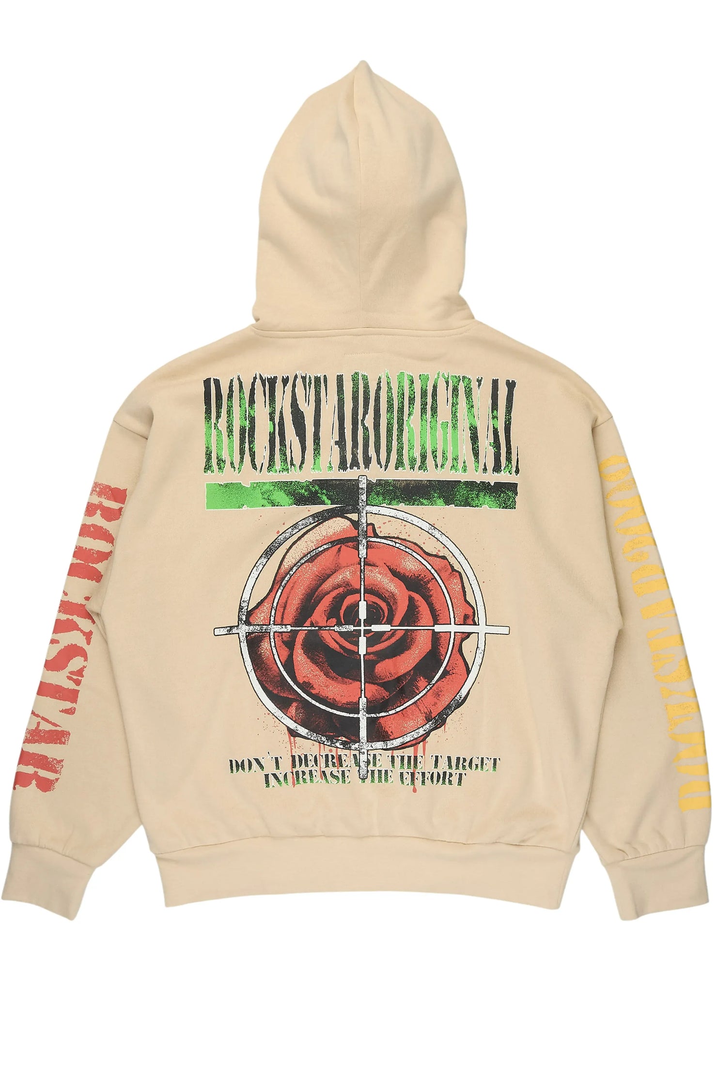 Kilshot Romance Beige Distressed Graphic Hoodie
