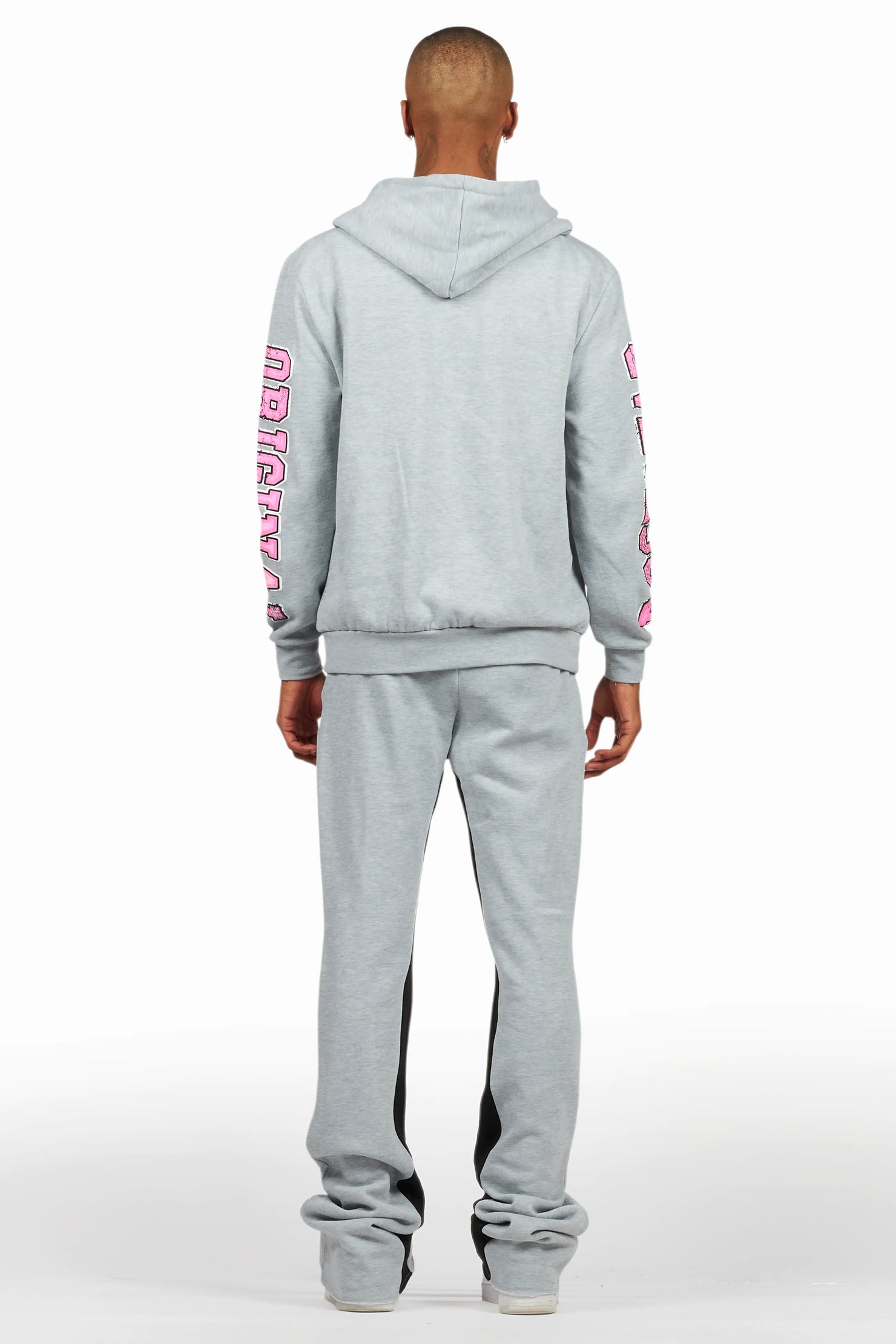 Fields Grey/Pink Baggy Hoodie Track Set