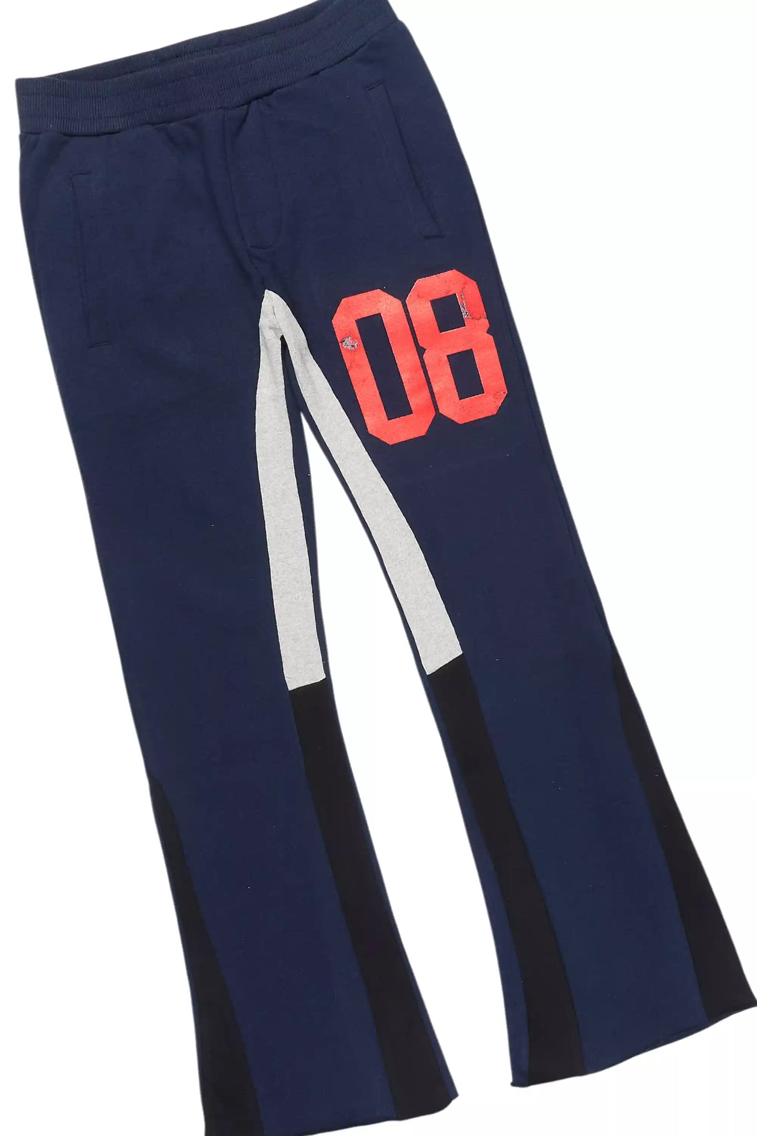 Boys Beau Navy/Red Hoodie Stacked Flare Track Set