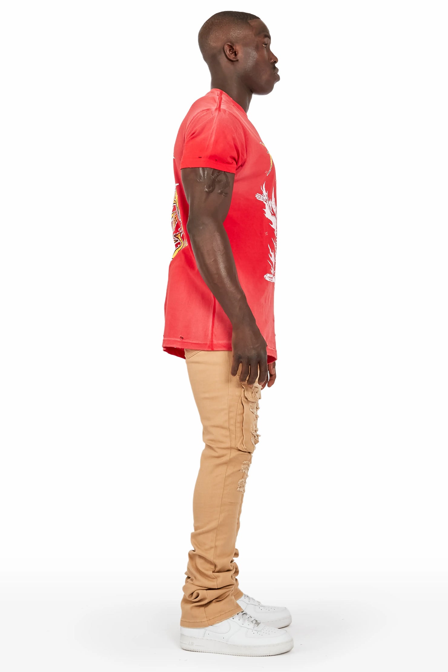 Vance Khaki Stacked Flare Cargo Jean