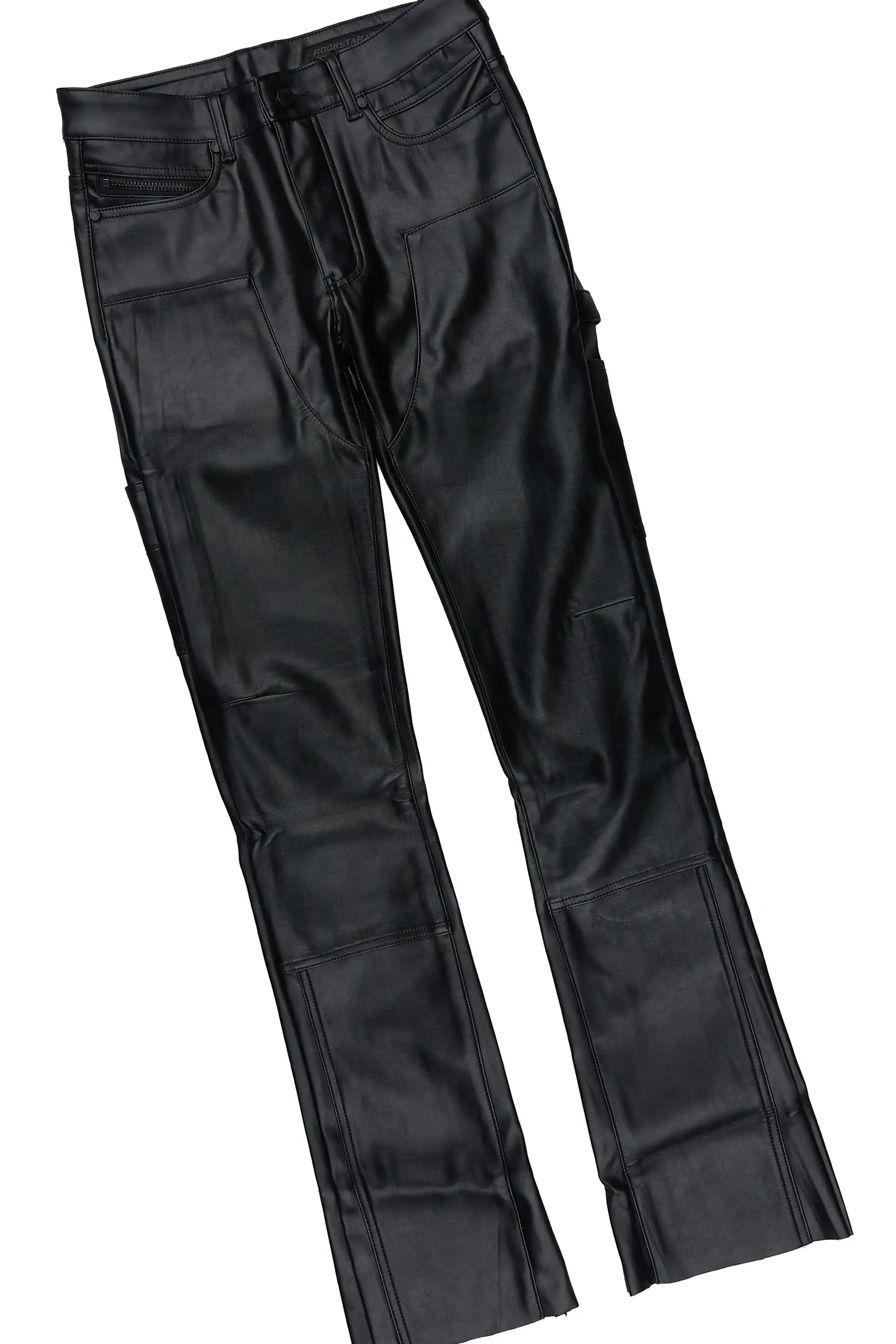 Yozi Black Oversized Graphic T-Shirt & Quatz Leather Stacked Flare Jean