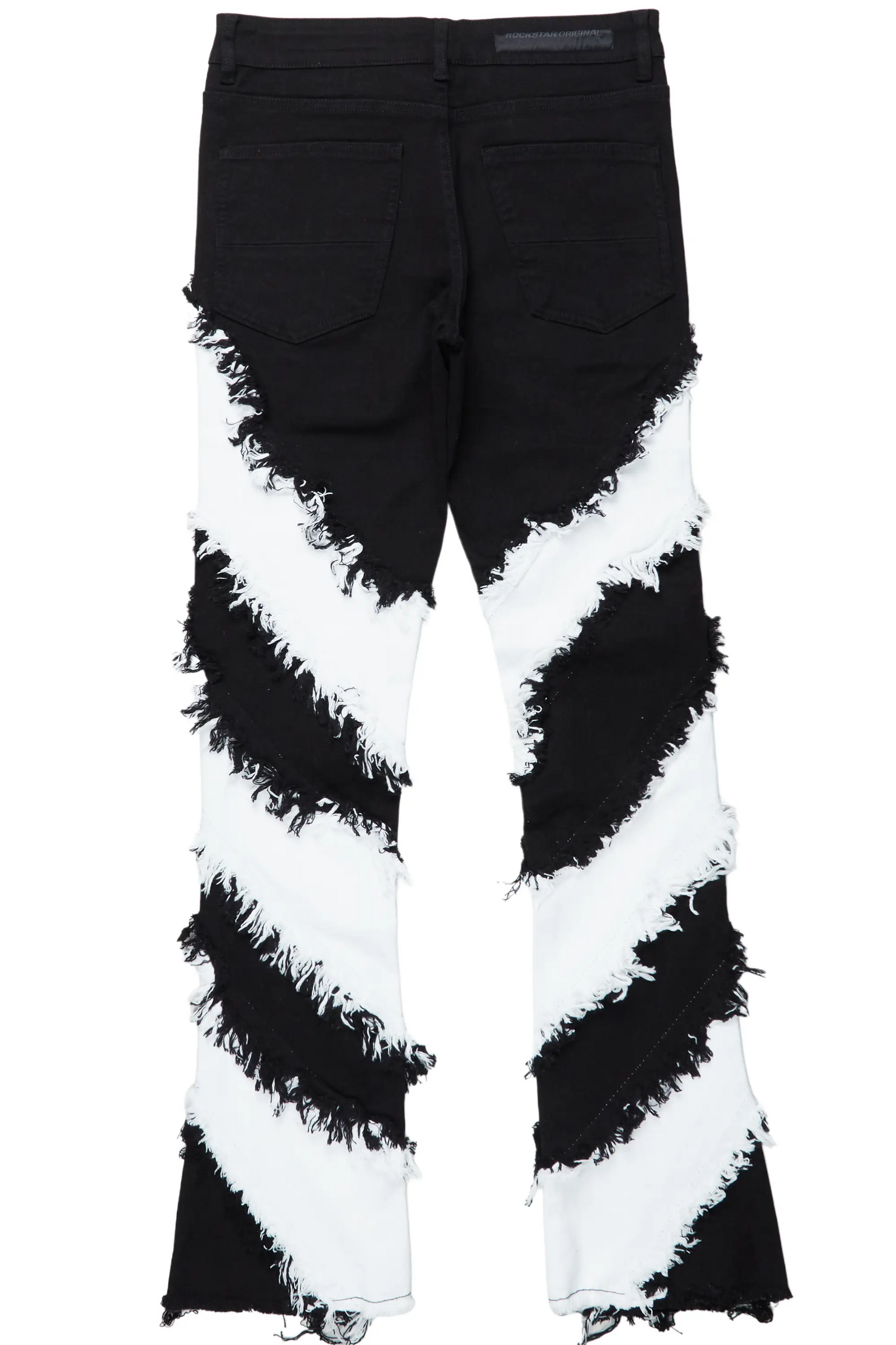 Ismael Black/White Stacked Flare Jean