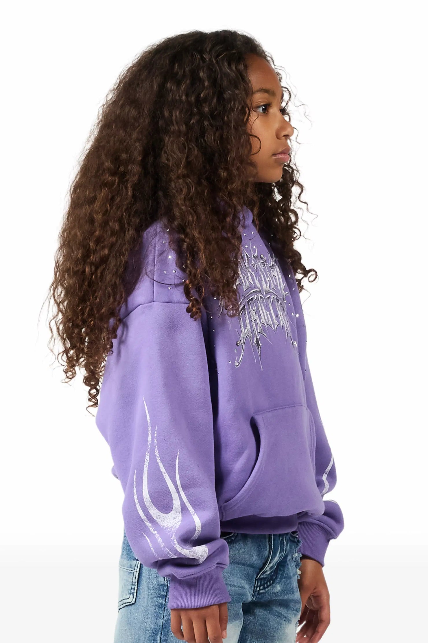 Girls Nikisha Purple Rhinestone Hoodie