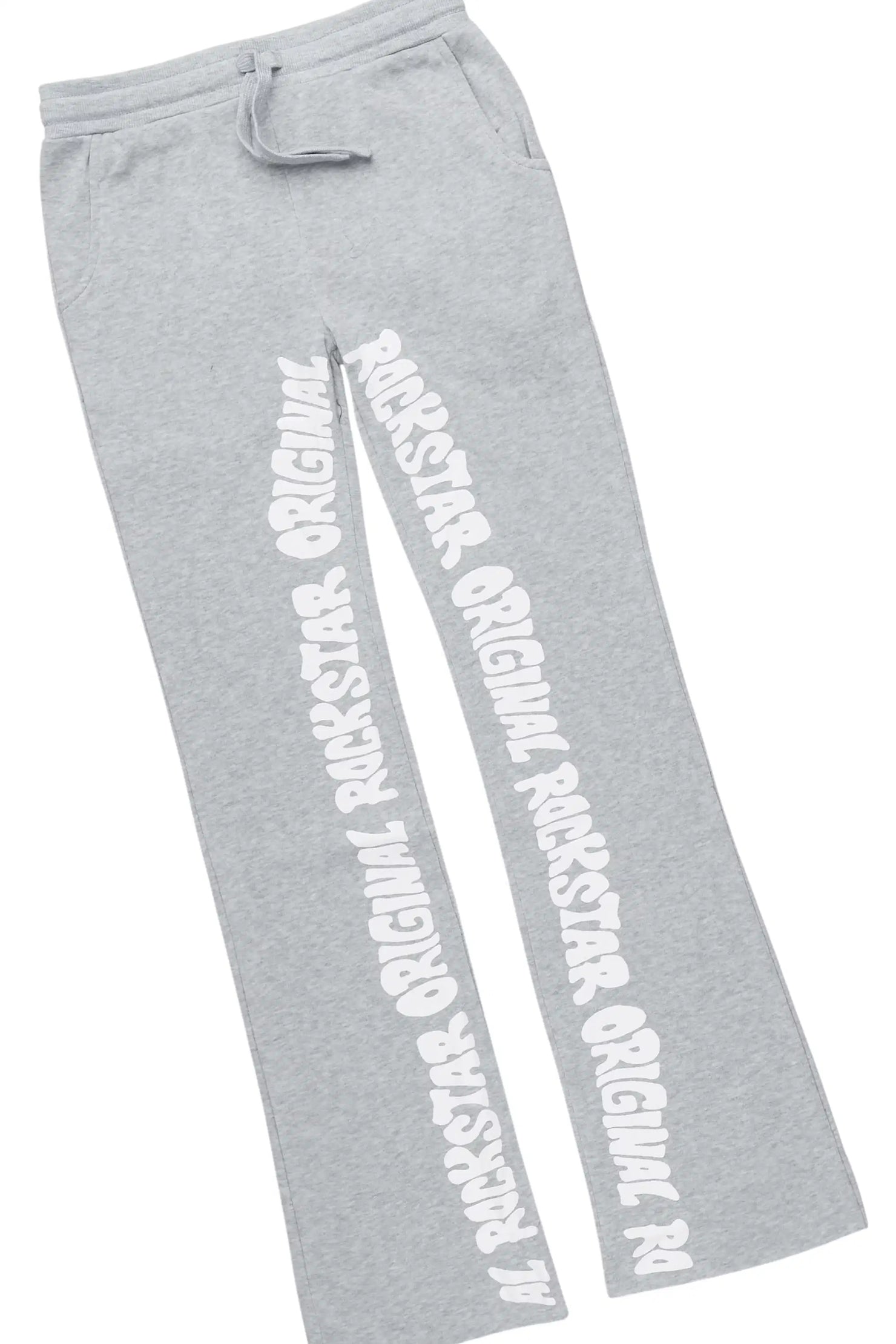 Girls Monique Grey Double Layer T-Shirt Stacked Flare Track Pant Set