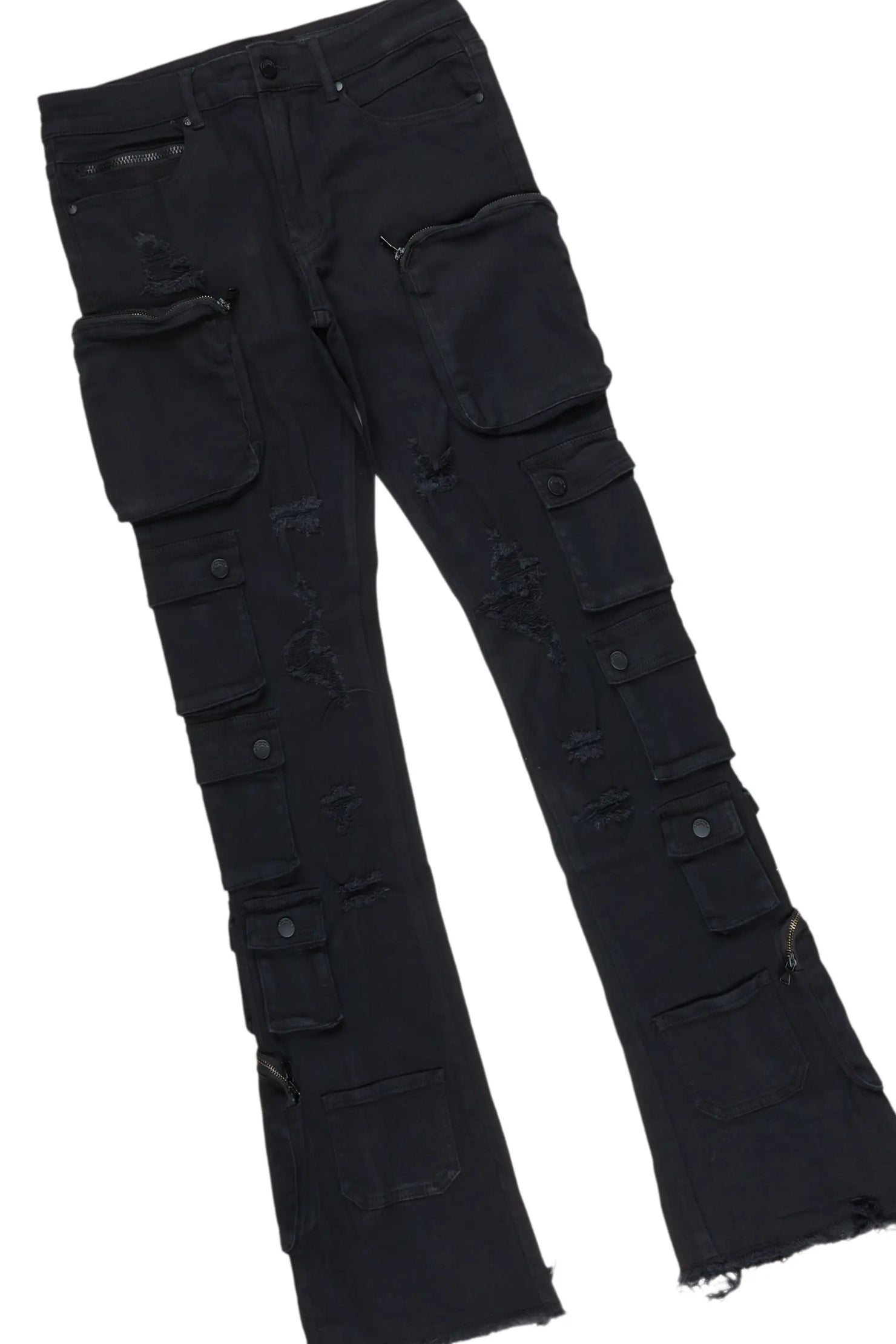Raith Black T-Shirt & Konrad Stacked Cargo Flare Jean Bundle