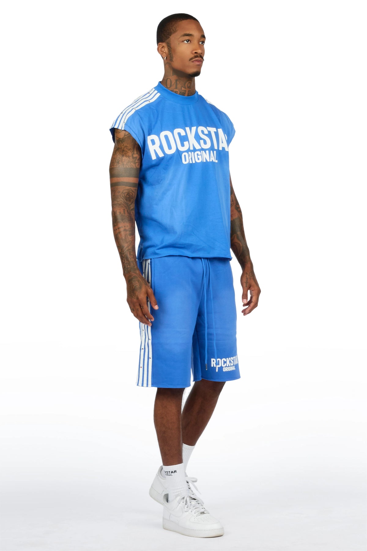 Gulis Royal Rhinestone Cut Sleeve T-Shirt Short Set