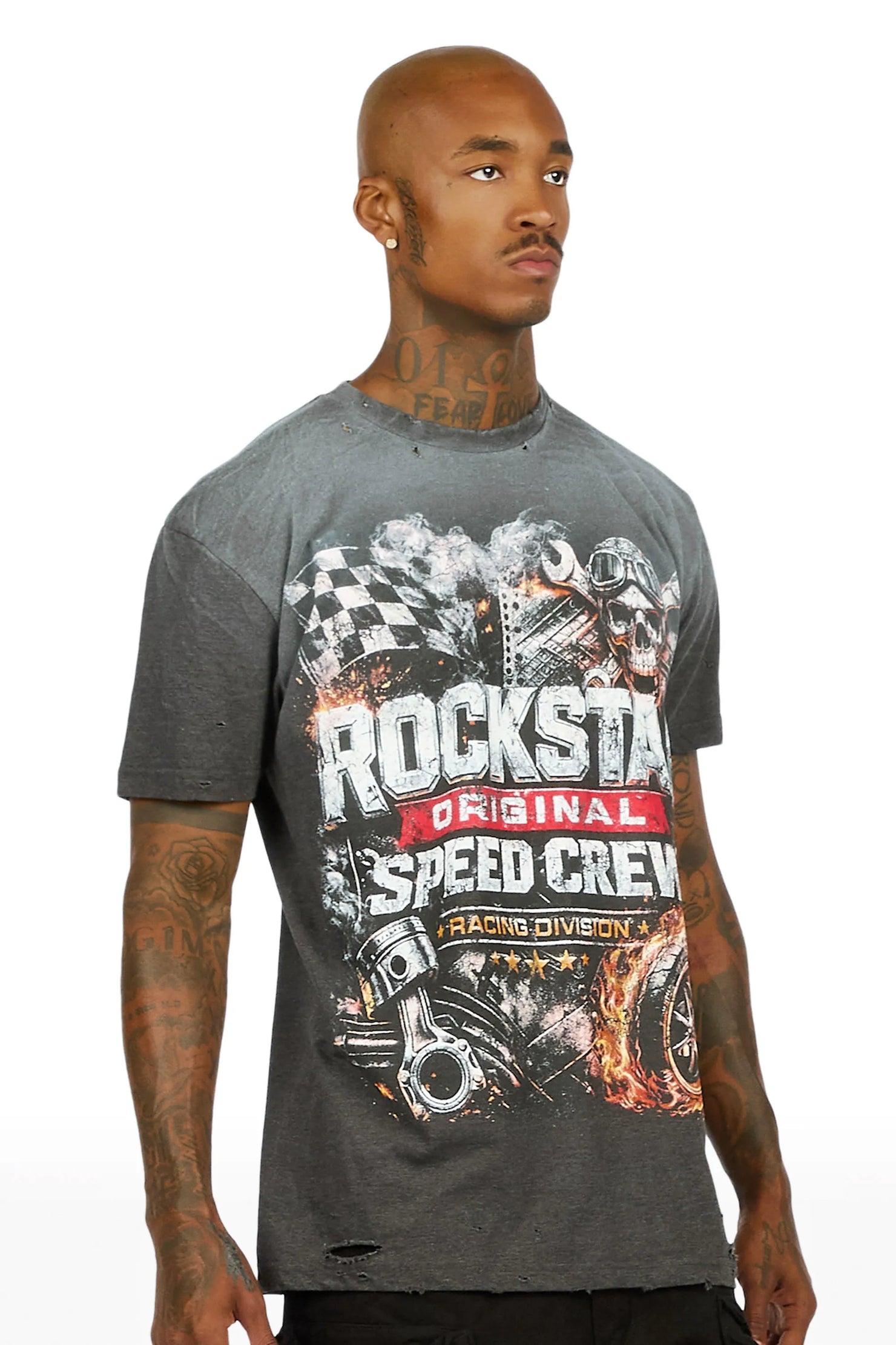 Cleaveland Charcoal Oversized Graphic T-Shirt